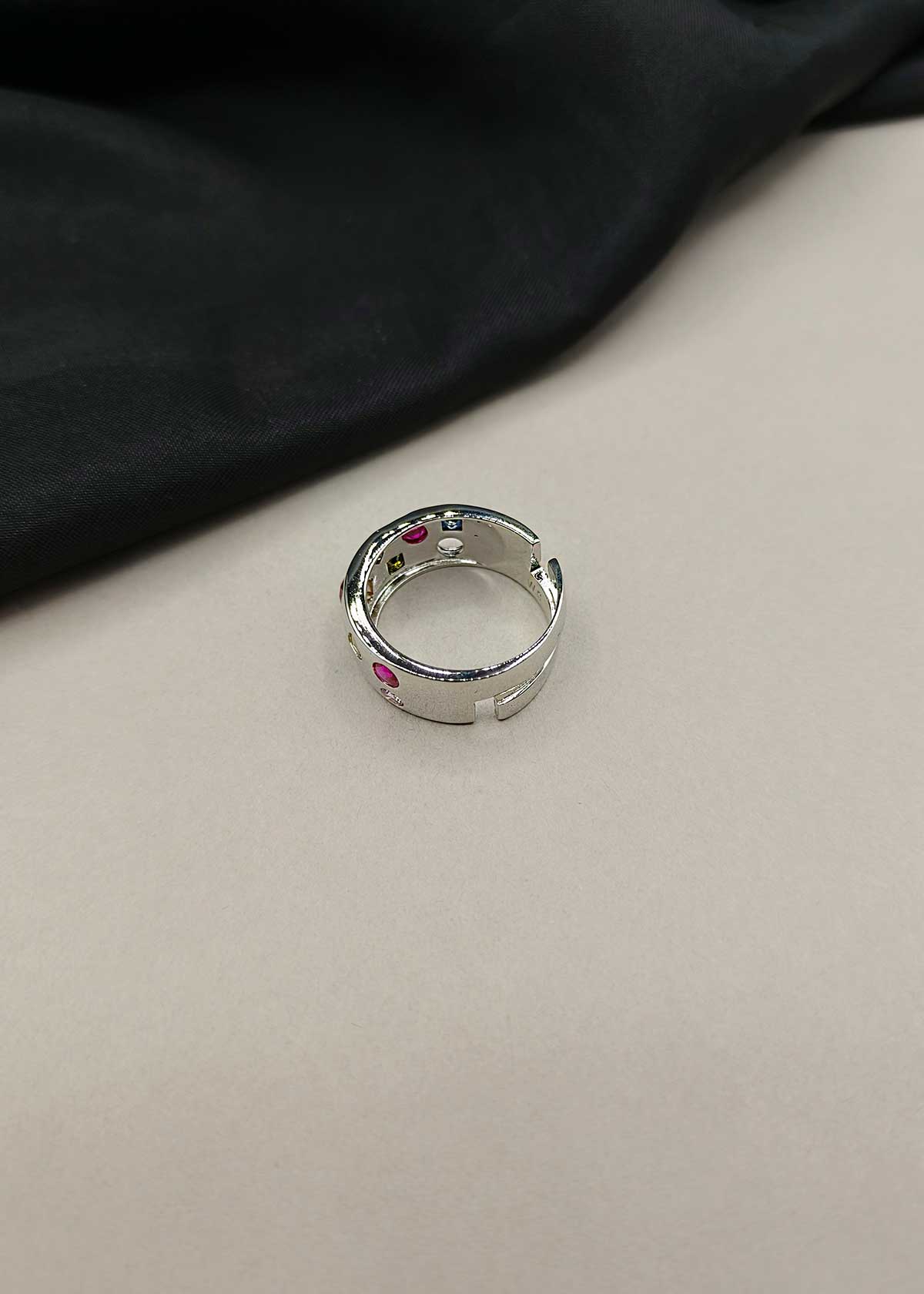 Trendy Multi-Shape Multicolor Cubic Zircon Adjustable Band Ring