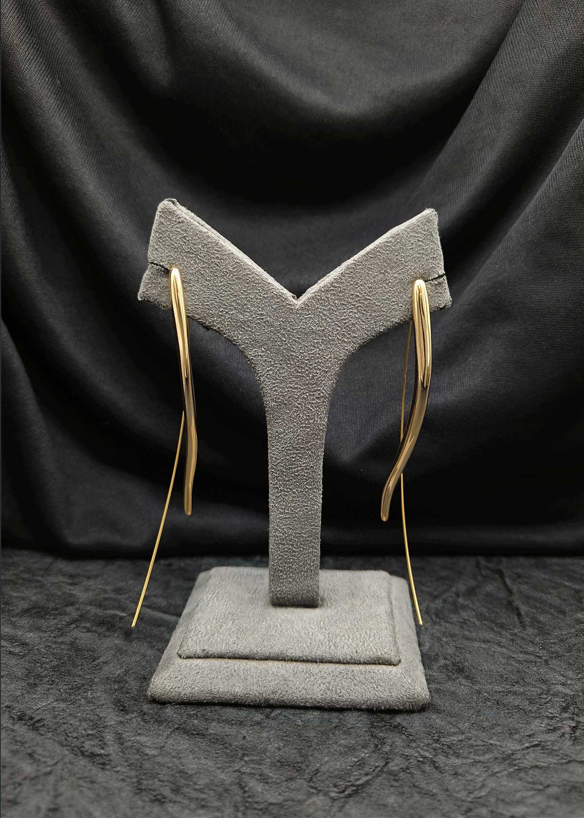 Luxurious Gold-Plated Long Curve Needle Earrings