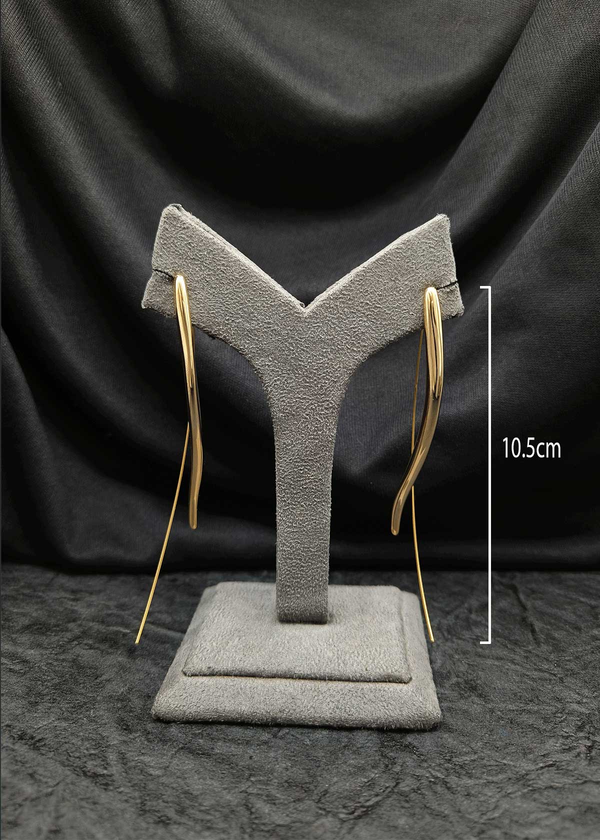 Luxurious Gold-Plated Long Curve Needle Earrings