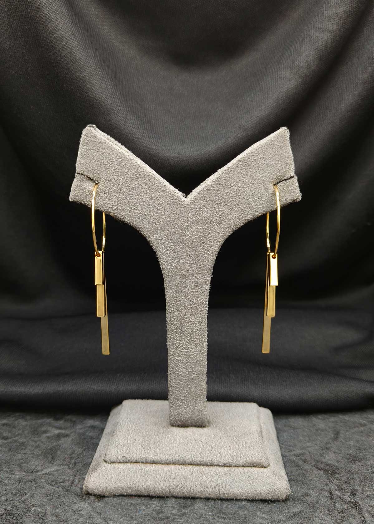 Gold Plated Hoop And Geometric Bar Dangle Earrings