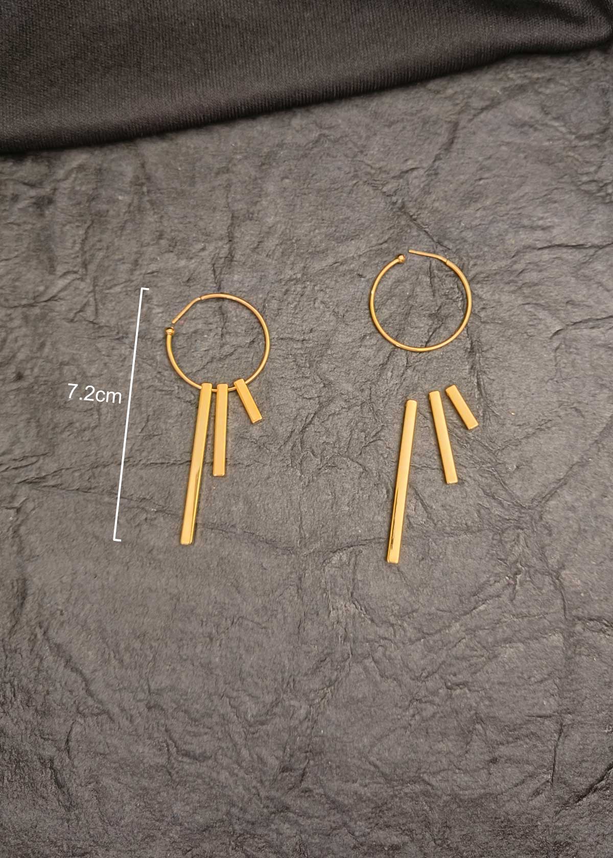 Gold Plated Hoop And Geometric Bar Dangle Earrings