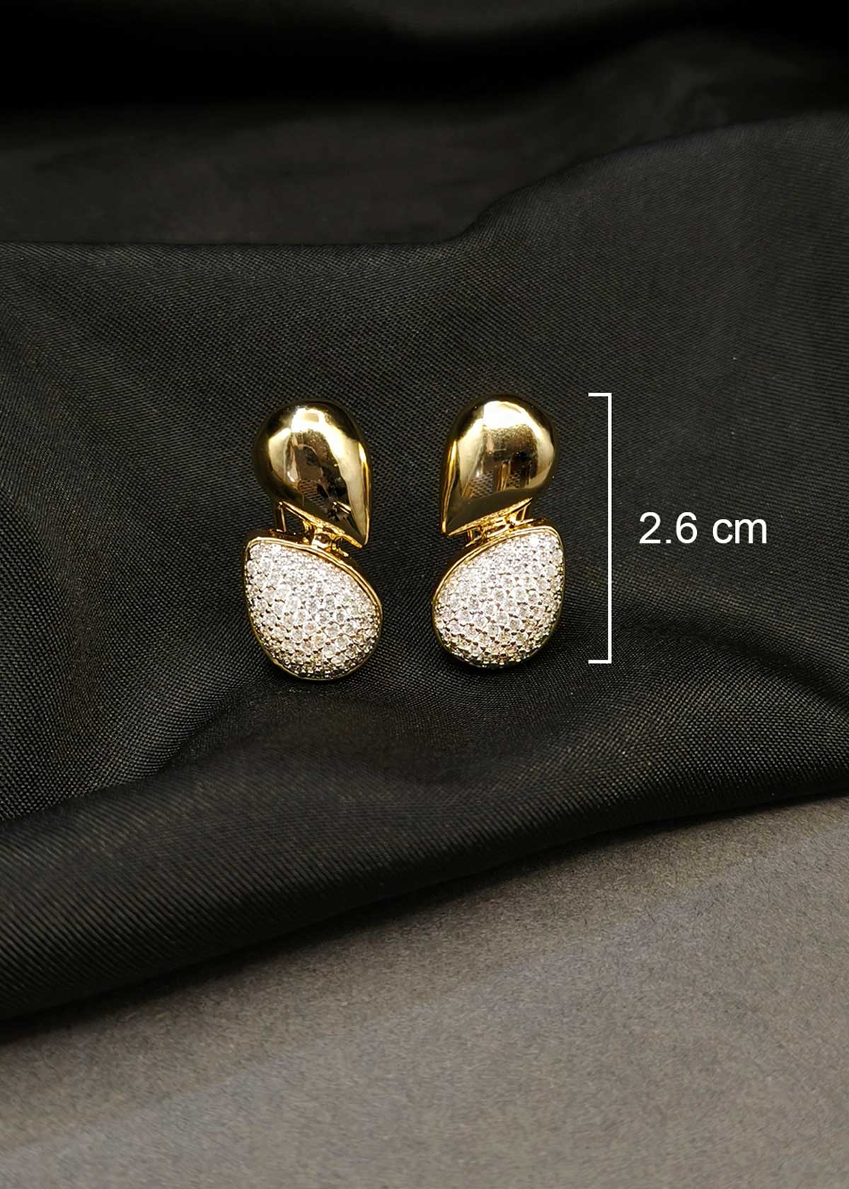 Stylish Gold And Silver Plated Cubic Zircon Pave Double Teardrop Stud Earrings