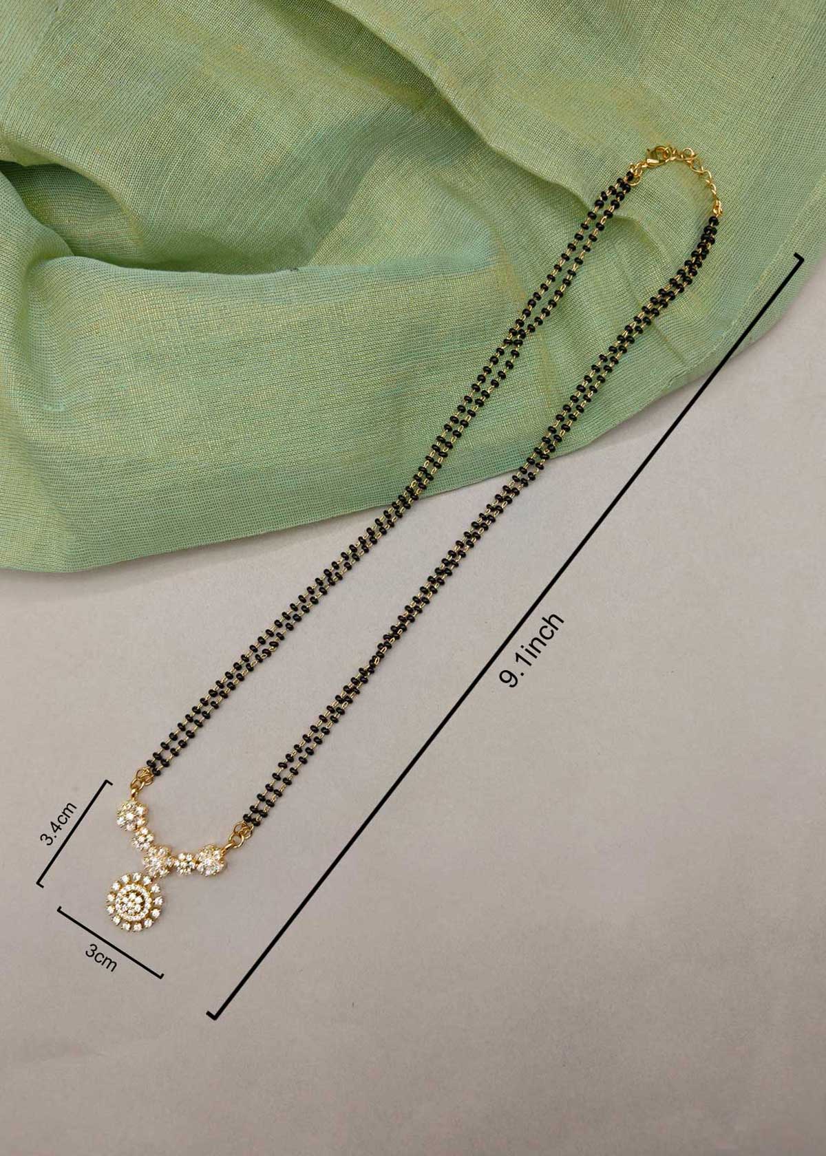 Beautiful Floral-Inspired Gold-Plated Cubic Zircon Adjustable Mangalsutra Necklace