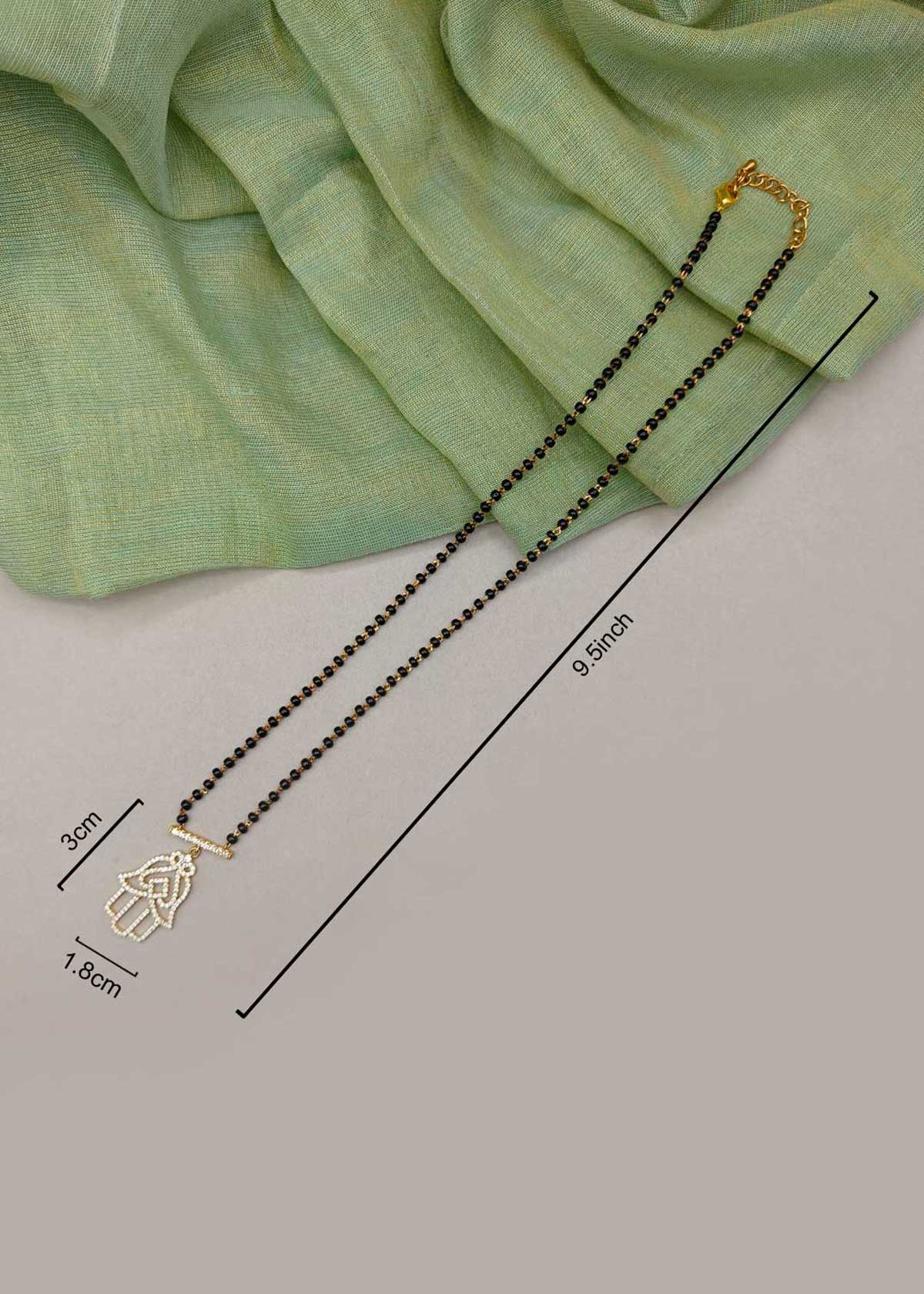 Radiant Hamsa-Inspired Cubic Zircon Gold-Plated Mangalsutra Necklace