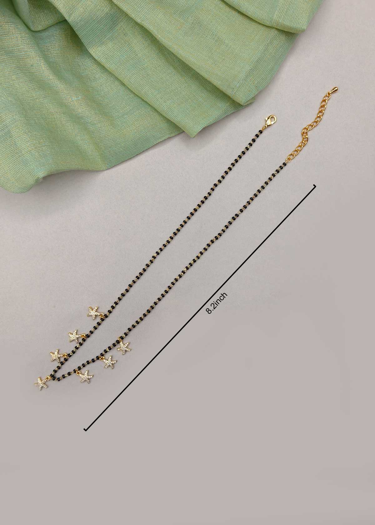 Modern Muse Star-Dangle Cubic Zircon Gold Plated Mangalsutra Necklace