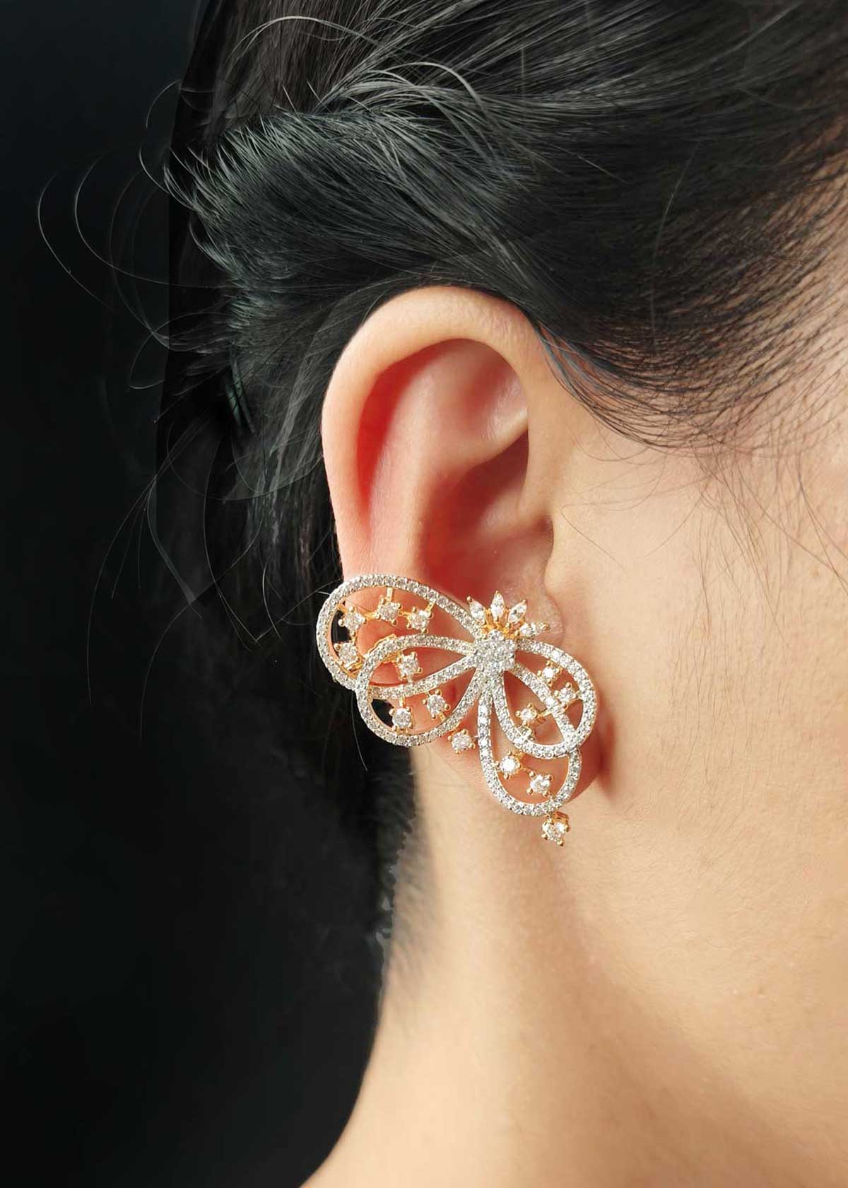 Gorgeous Butterfly Cubic Zircon And Marquise Earring Cuff For Women