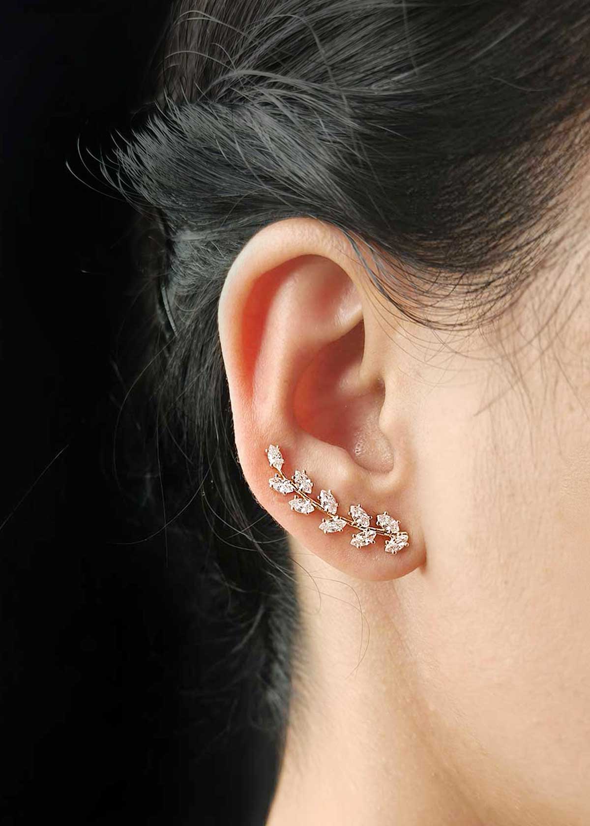 Sparkling Gold Plated Cubic Zircon Ear Cuff For Women