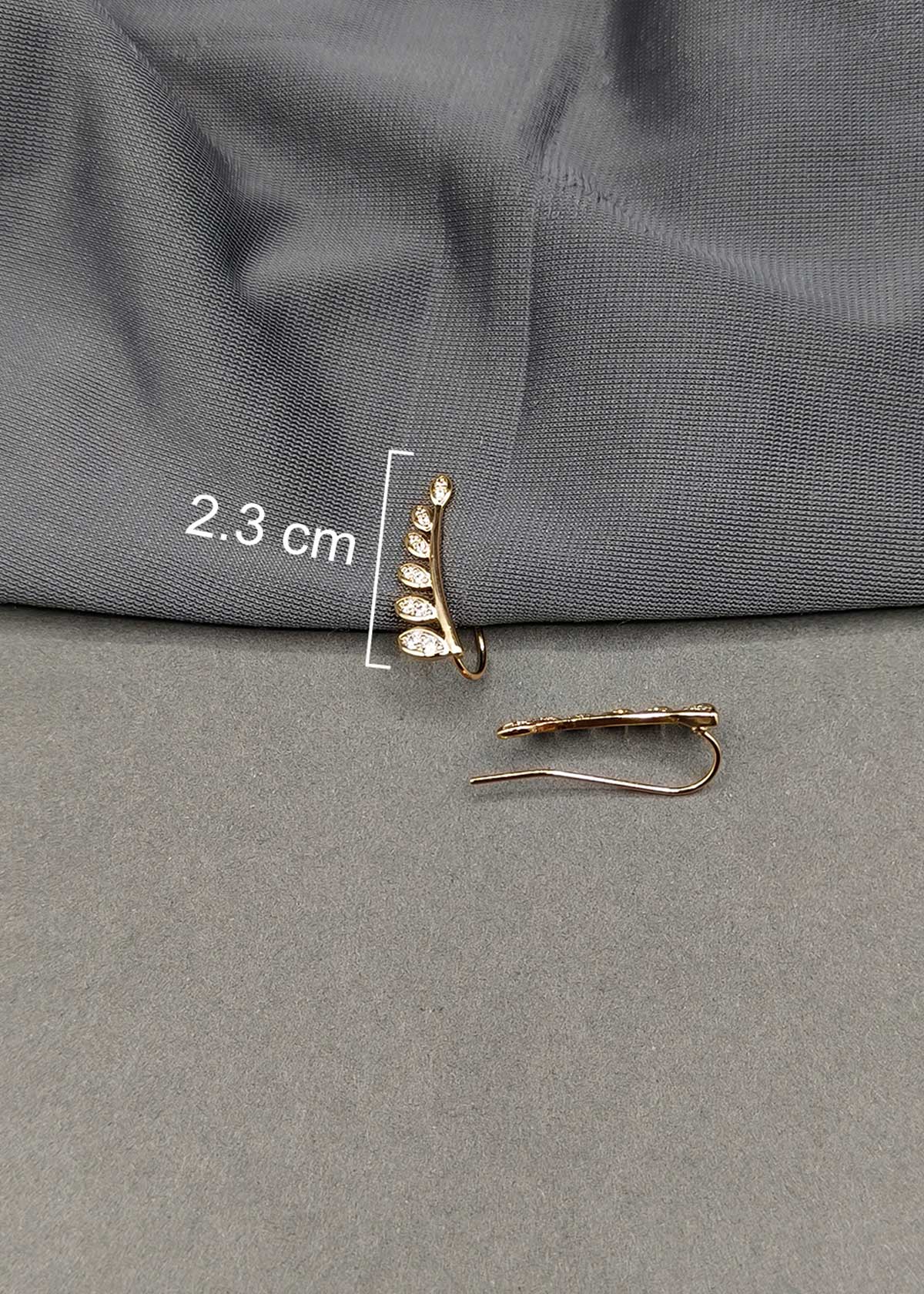 Serene Leaf Cubic Zircon Gold Plated Ear Cuff For Women