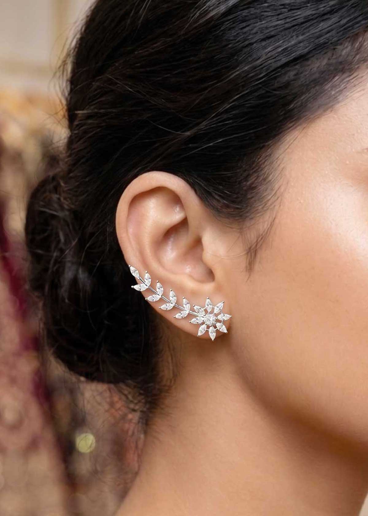 Sparkling Leaf-Vine Ear Cuff Cubic Zircon Ear Cuff For Women