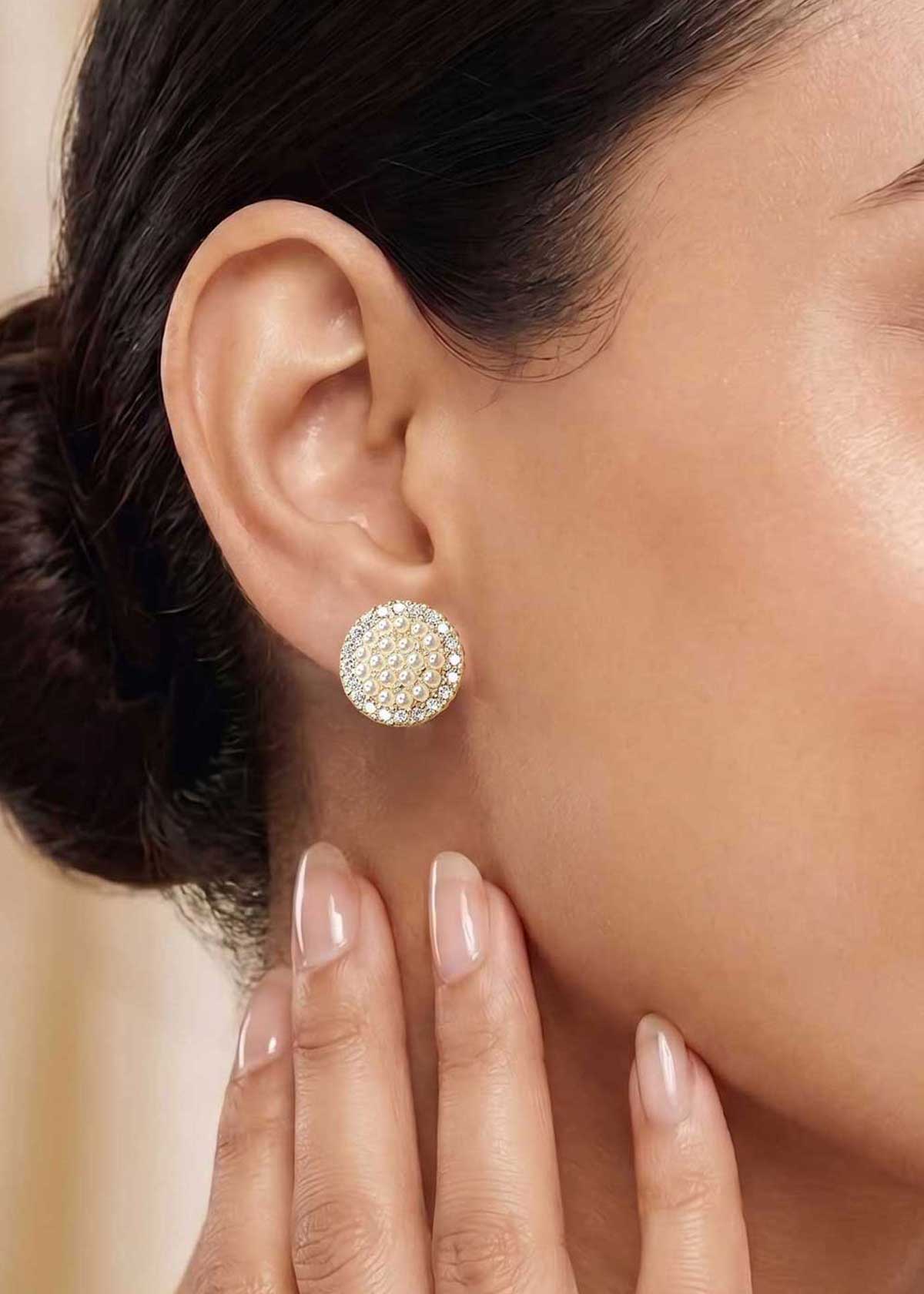 Classic Cubic Zircon And Pearl Ear Cuff For Women