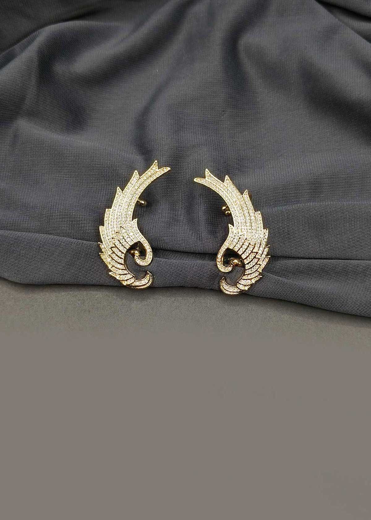 Radiant Winged Statement Cubic Zircon Ear Cuff For Women