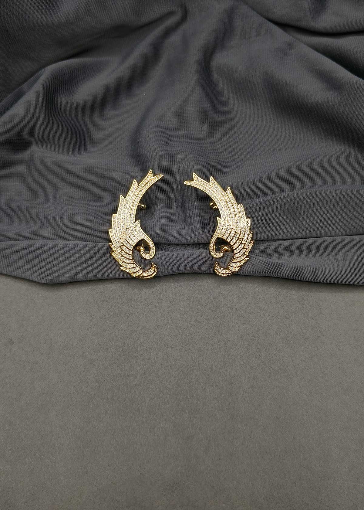 Radiant Winged Statement Cubic Zircon Ear Cuff For Women