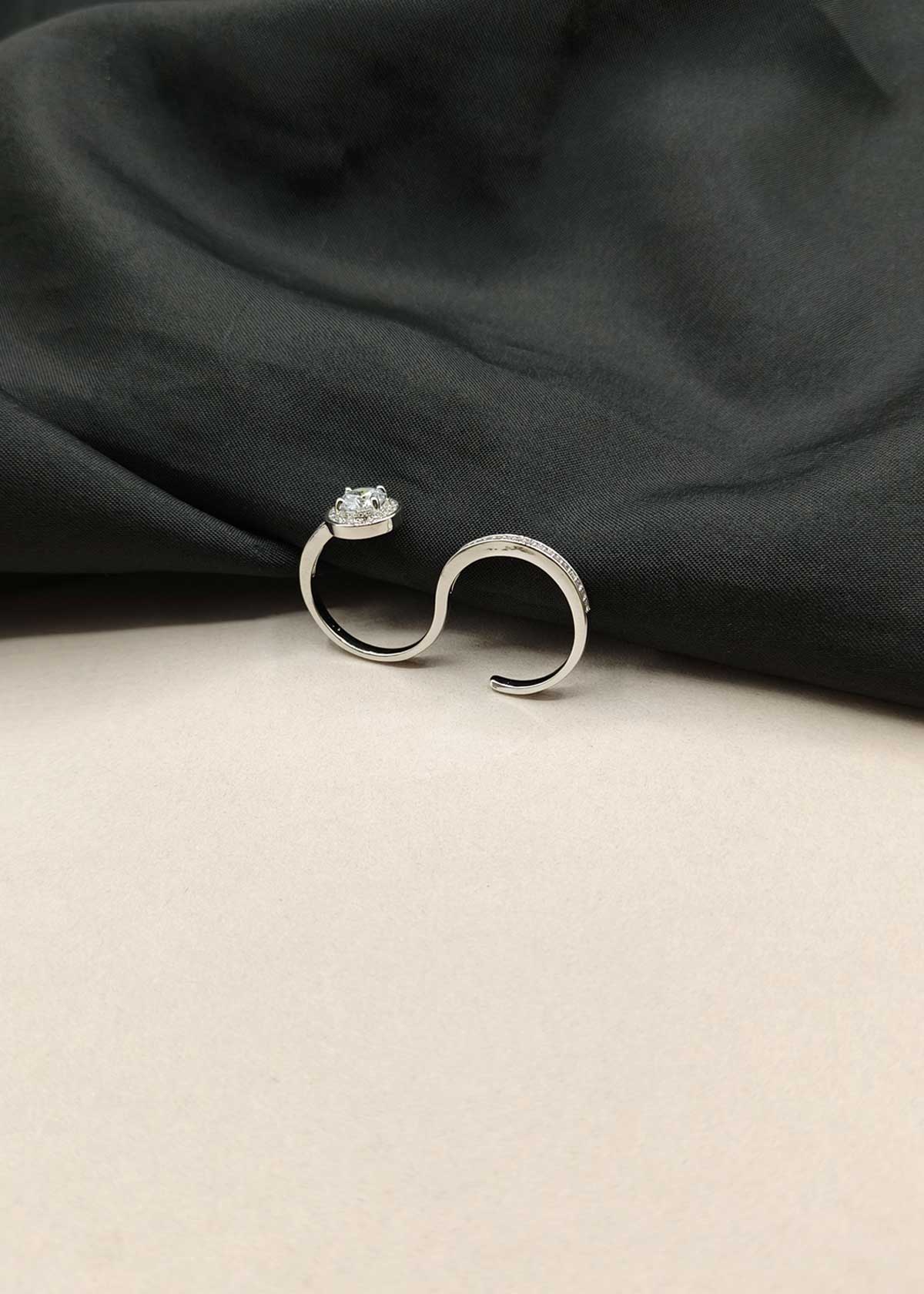 Harmonious Gold and Silver Plated Cubic Zircon Adjustable Ring