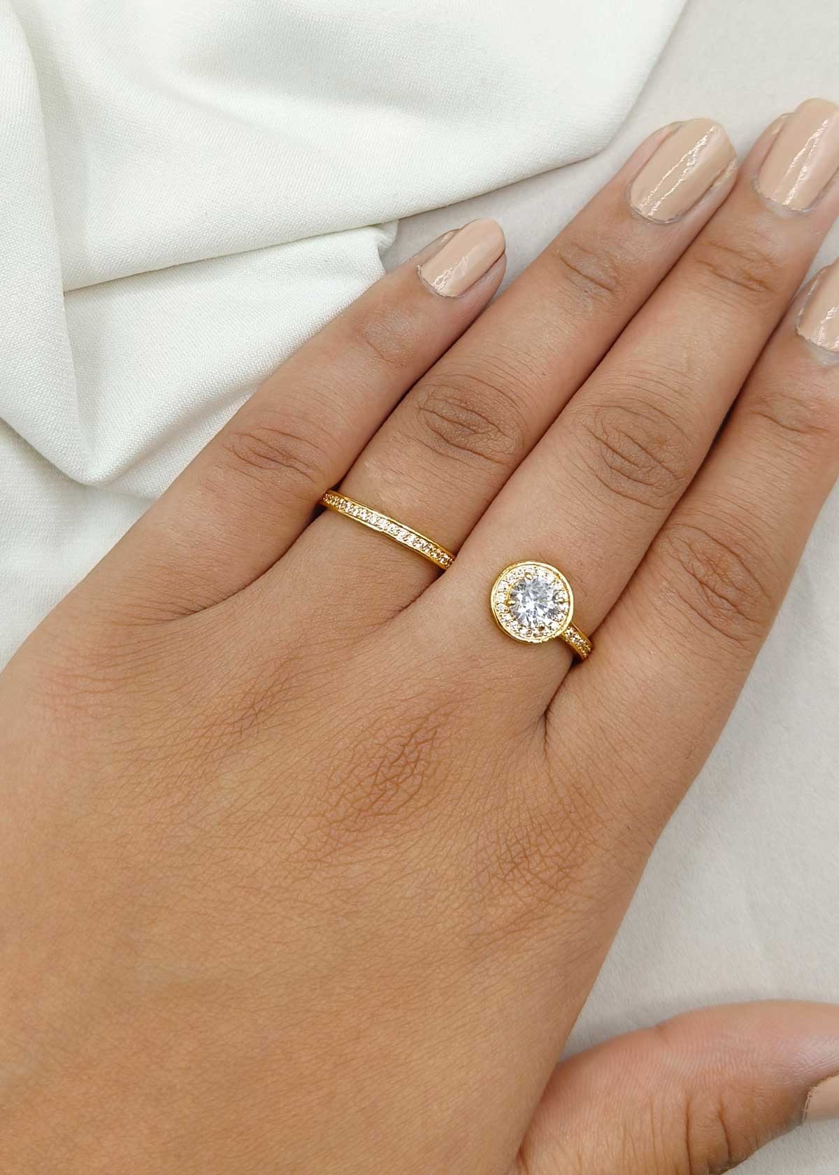 Harmonious Gold and Silver Plated Cubic Zircon Adjustable Ring