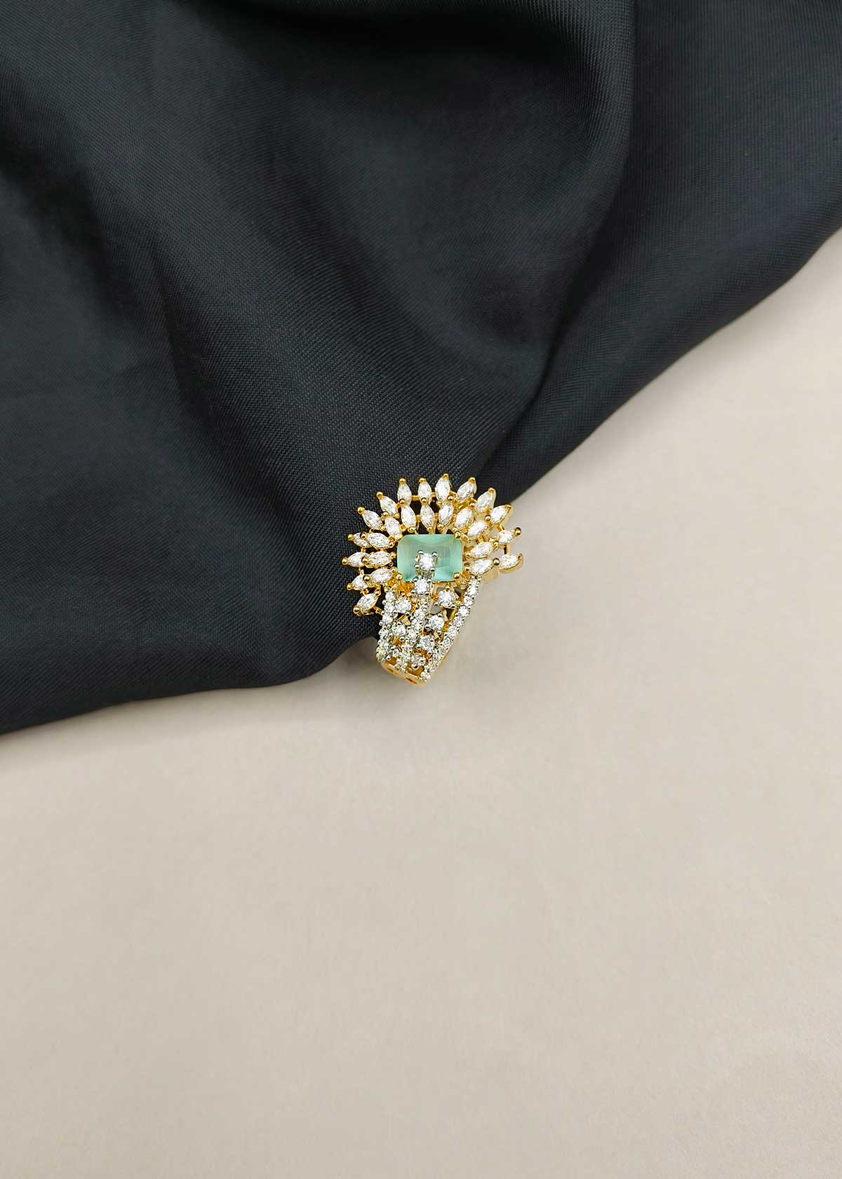 Sparkling Sunburst Marquise Cubic Zircon Colorful Adjustable Finger Ring
