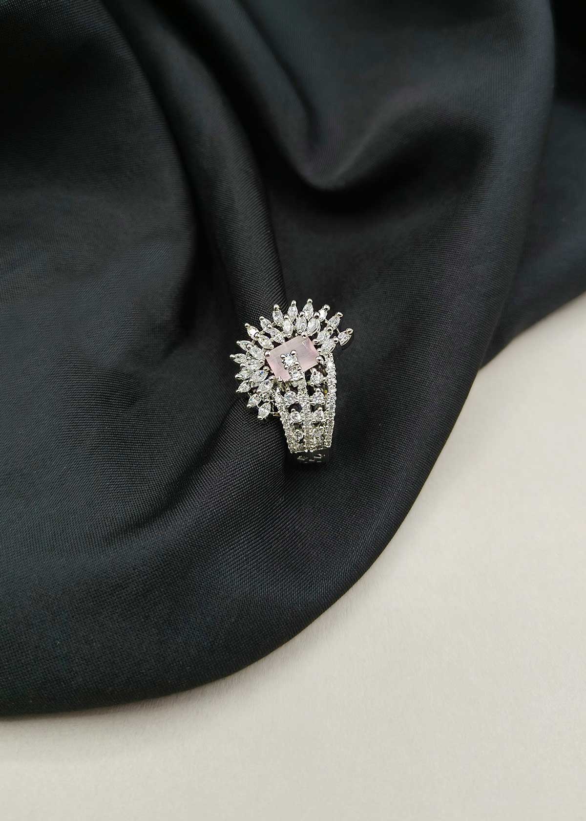 Sparkling Sunburst Marquise Cubic Zircon Colorful Adjustable Finger Ring