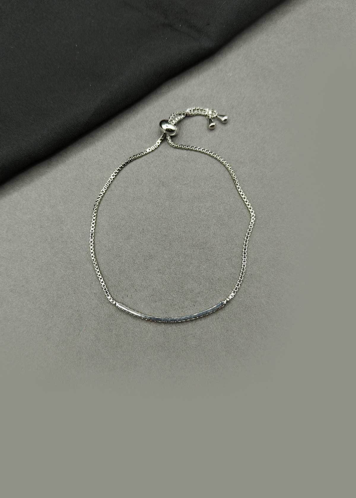 Delicate Silver-Plated Cubic Zircon Slider Adjustable Loose Bracelet