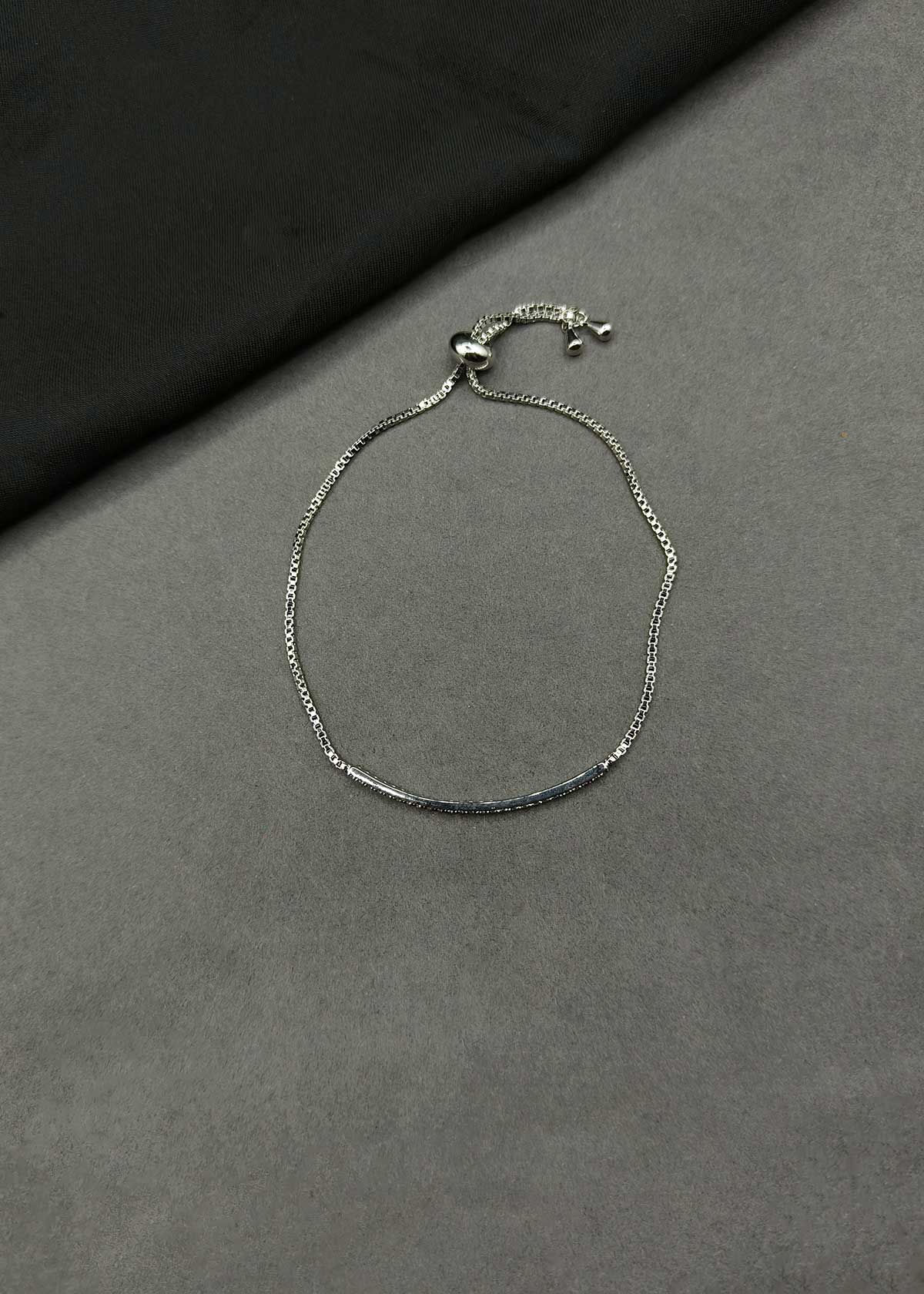 Delicate Silver-Plated Cubic Zircon Slider Adjustable Loose Bracelet