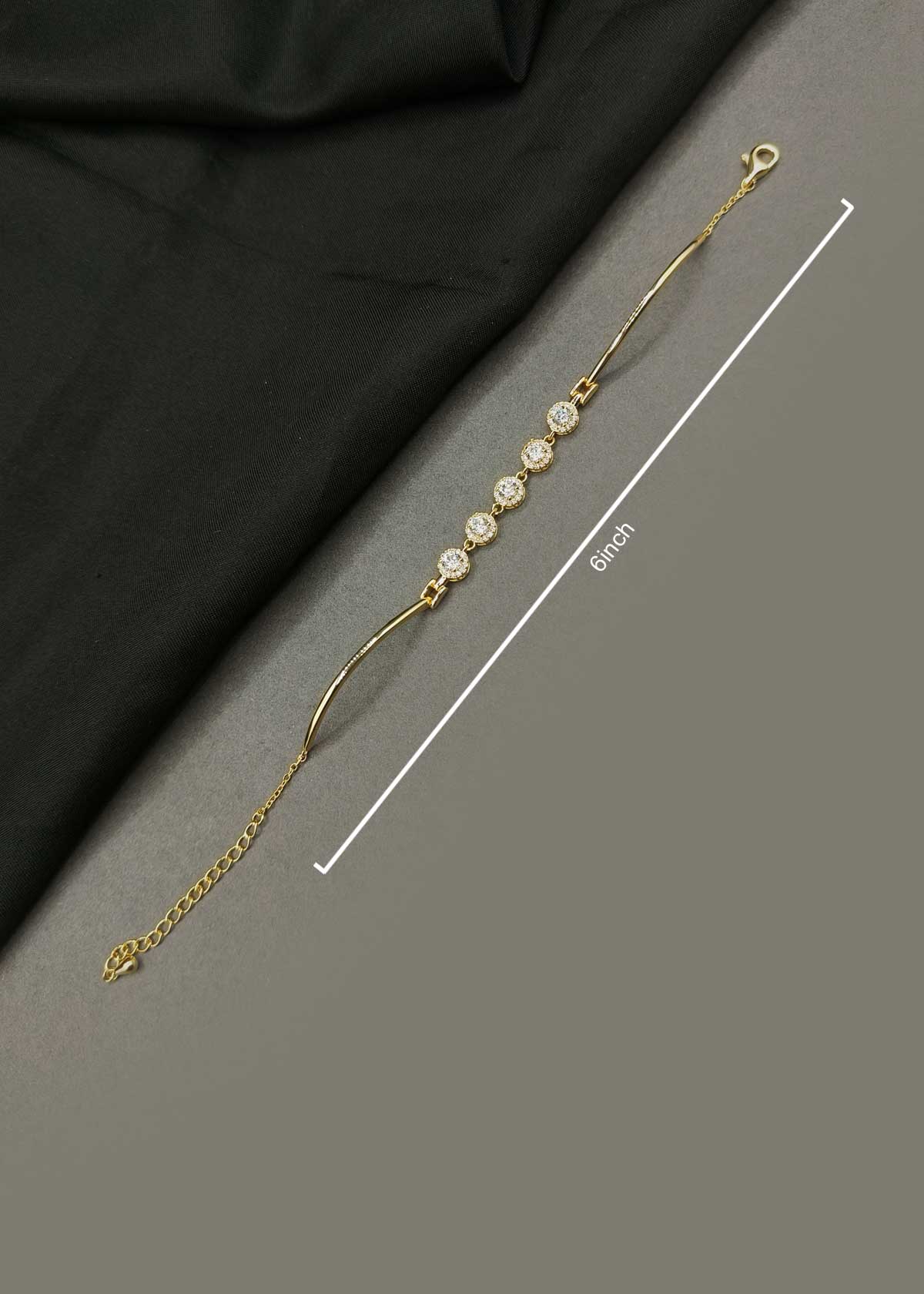 Dazzling Gold And Silver-Plated Cubic Zircon Halo Adjustable Loose Bracelet