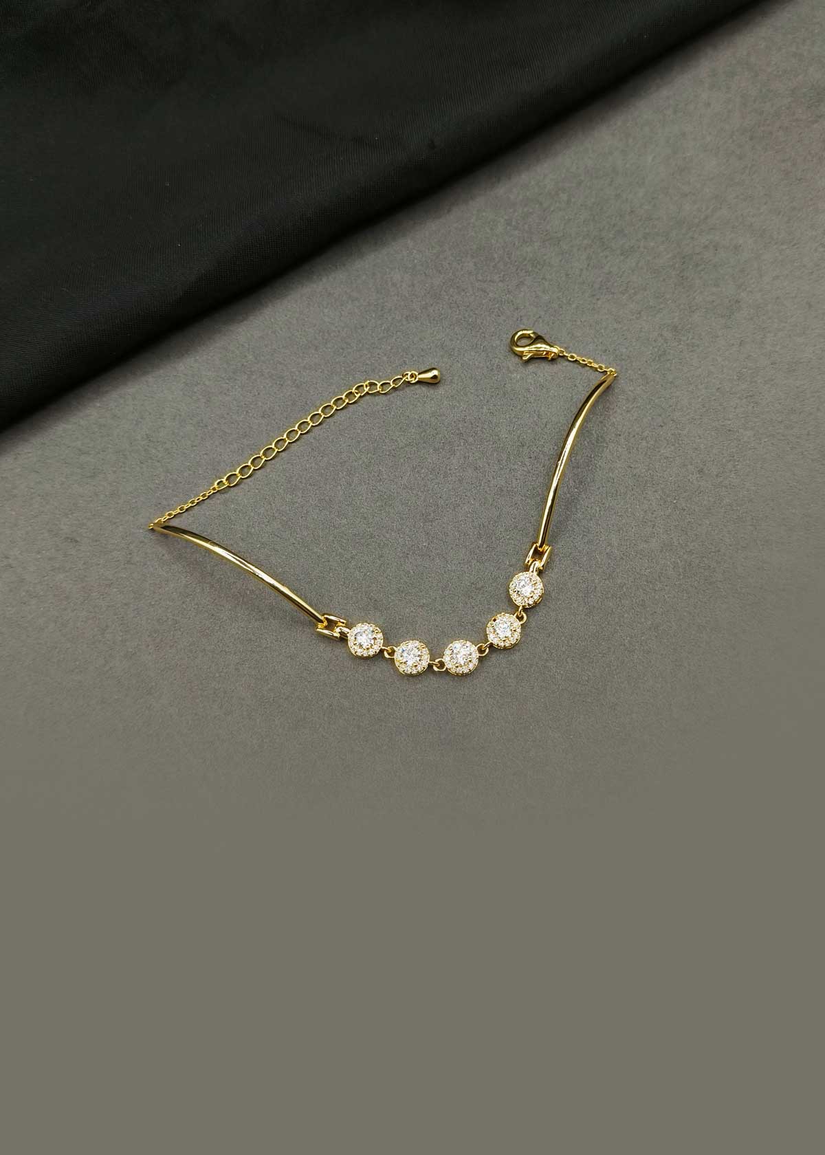 Dazzling Gold And Silver-Plated Cubic Zircon Halo Adjustable Loose Bracelet