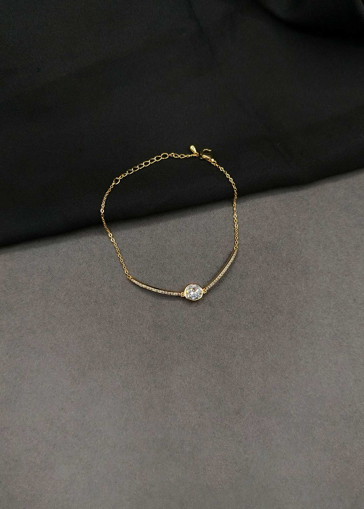 Elegant Gold And Silver-Plated Cubic Zircon Solitaire Adjustable Loose Bracelet