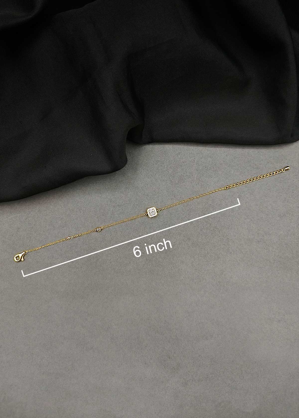 Delicate Gold And Silver-Plated Cubic Zircon Square Halo Adjustable Loose Bracelet