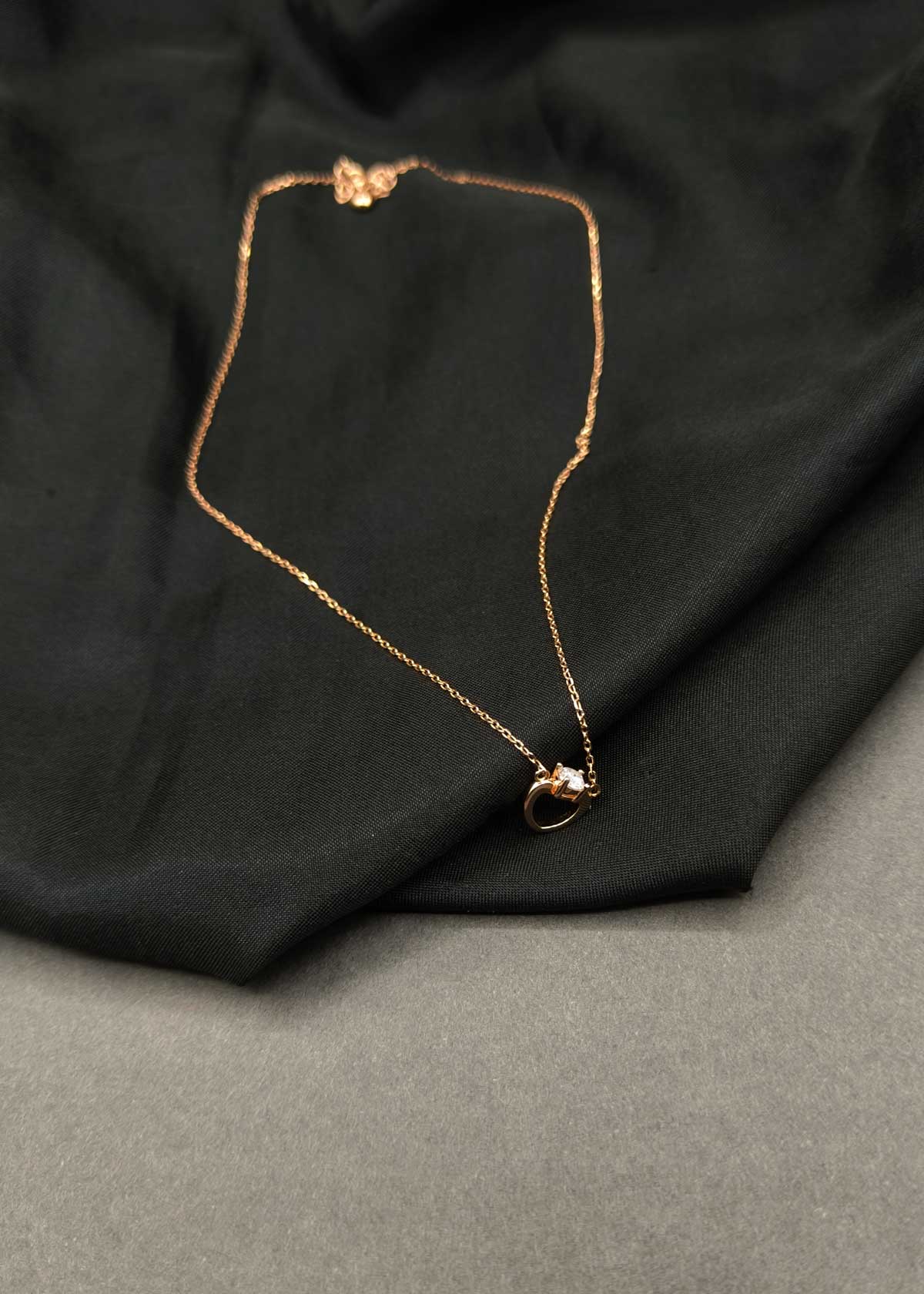 92.5 Sterling Silver Romantic Rose Gold-Plated Cubic Zircon Adjustable Pendant With Chain