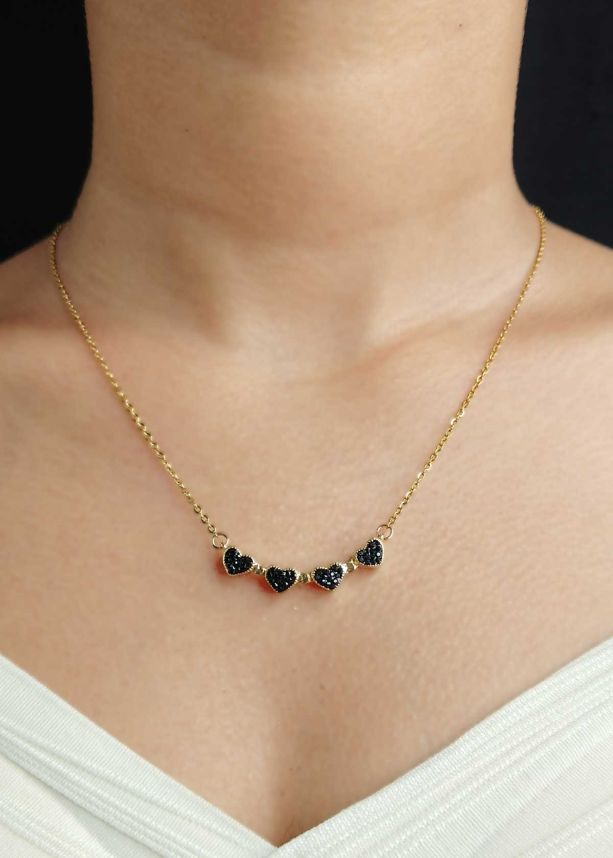 Two In One Reversible Heart Design Gold Plated Pendant With Adjustable Chain
