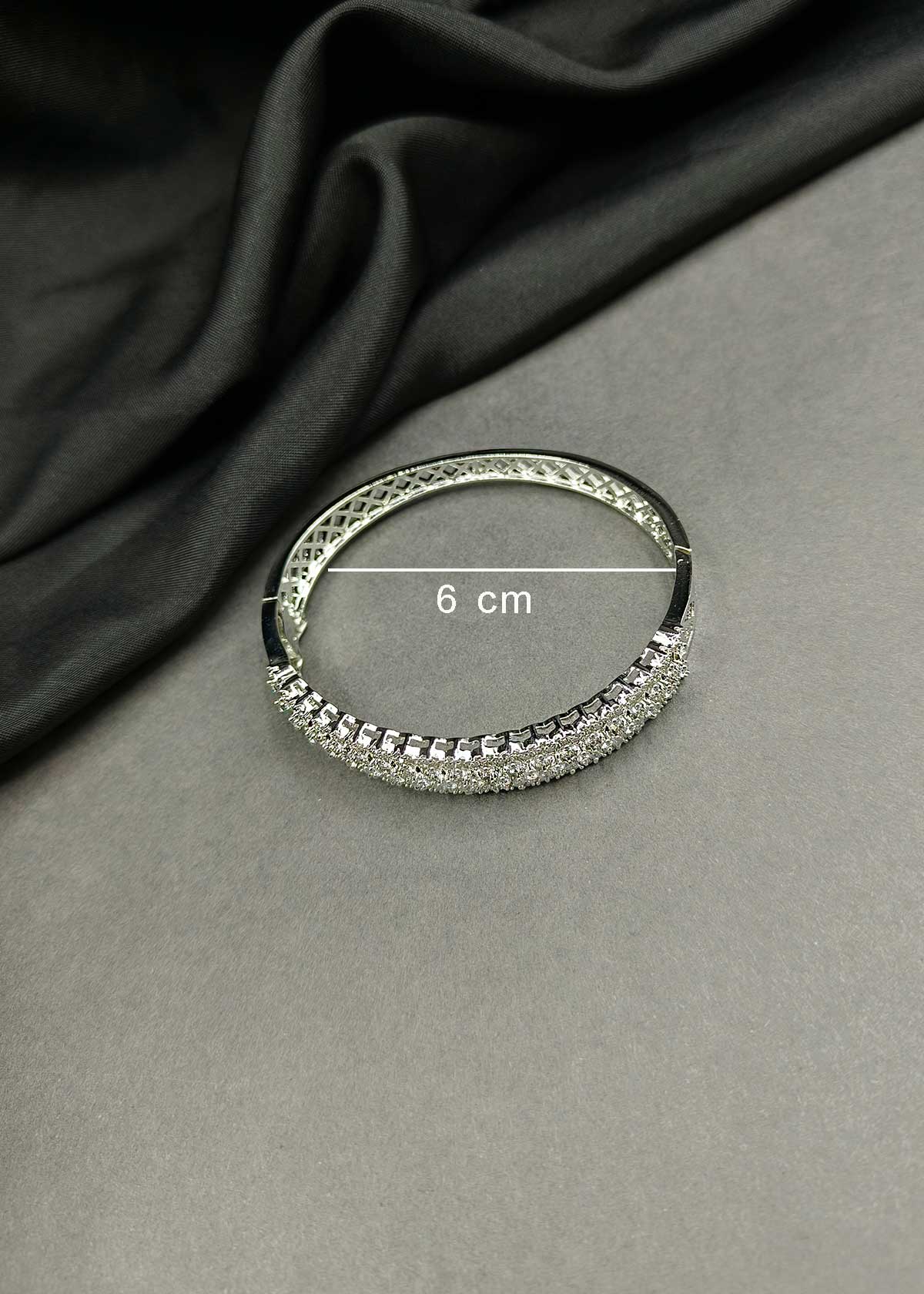 Premium Cubic Zircon Gold And Silver Plated Openable Kada Bracelet