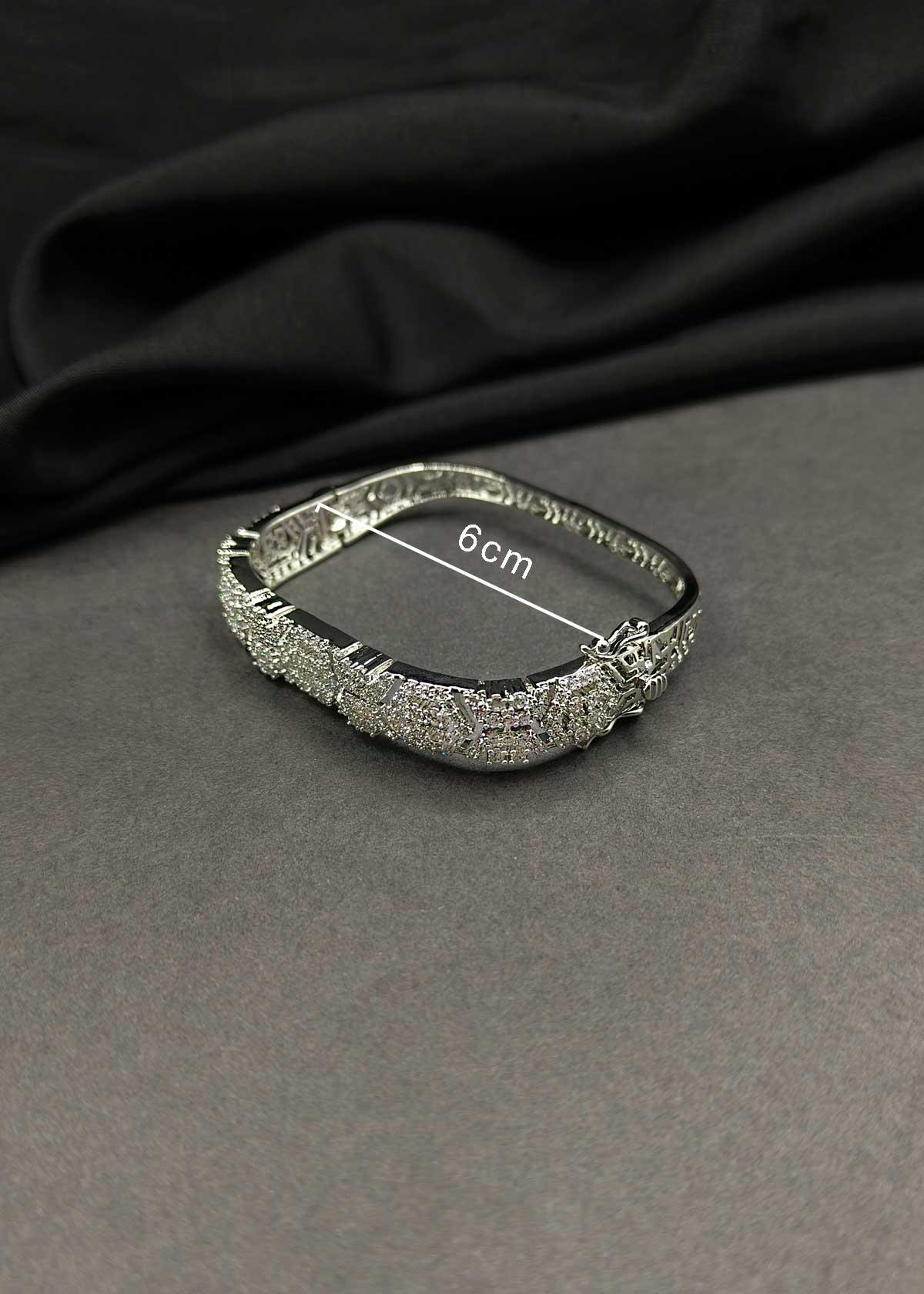 Statement Geometric Cubic Zircon Openable Kada Bracelet For Women