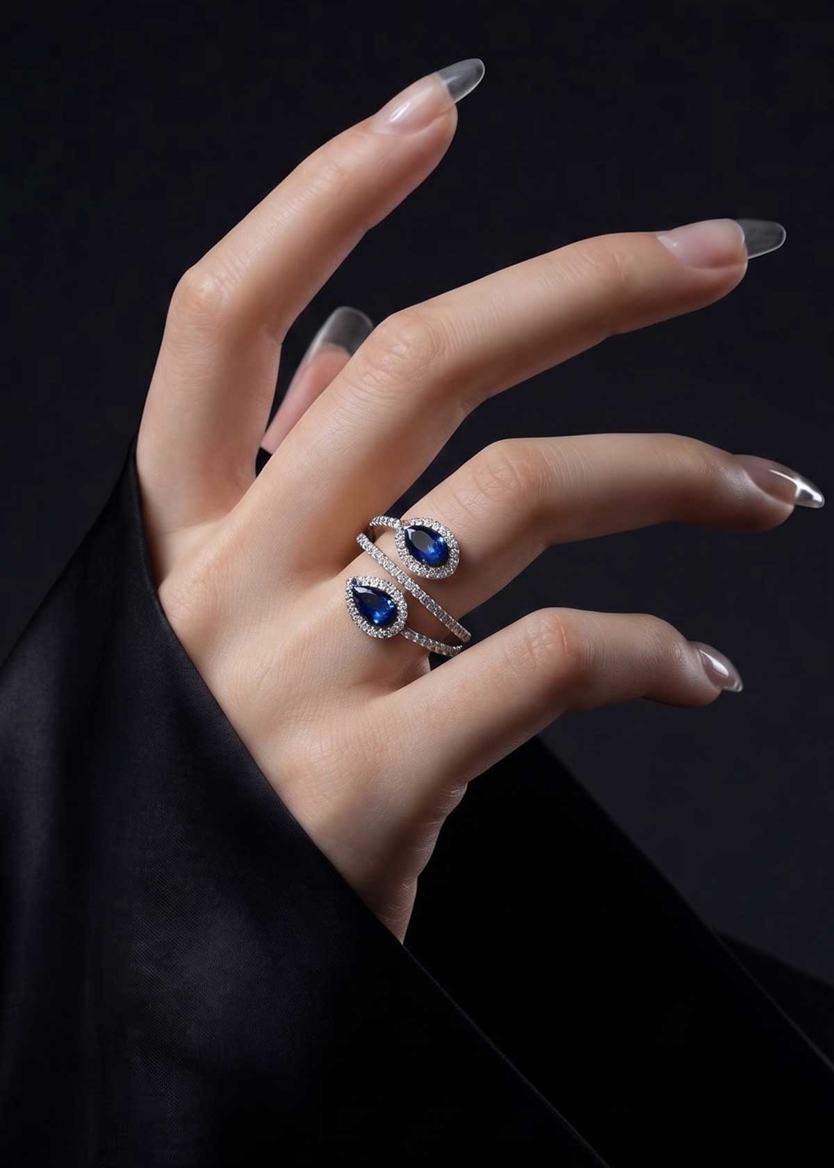 Gold & Silver Plated Cubic Zircon & Multi-Gemstone Adjustable Finger Ring For Women