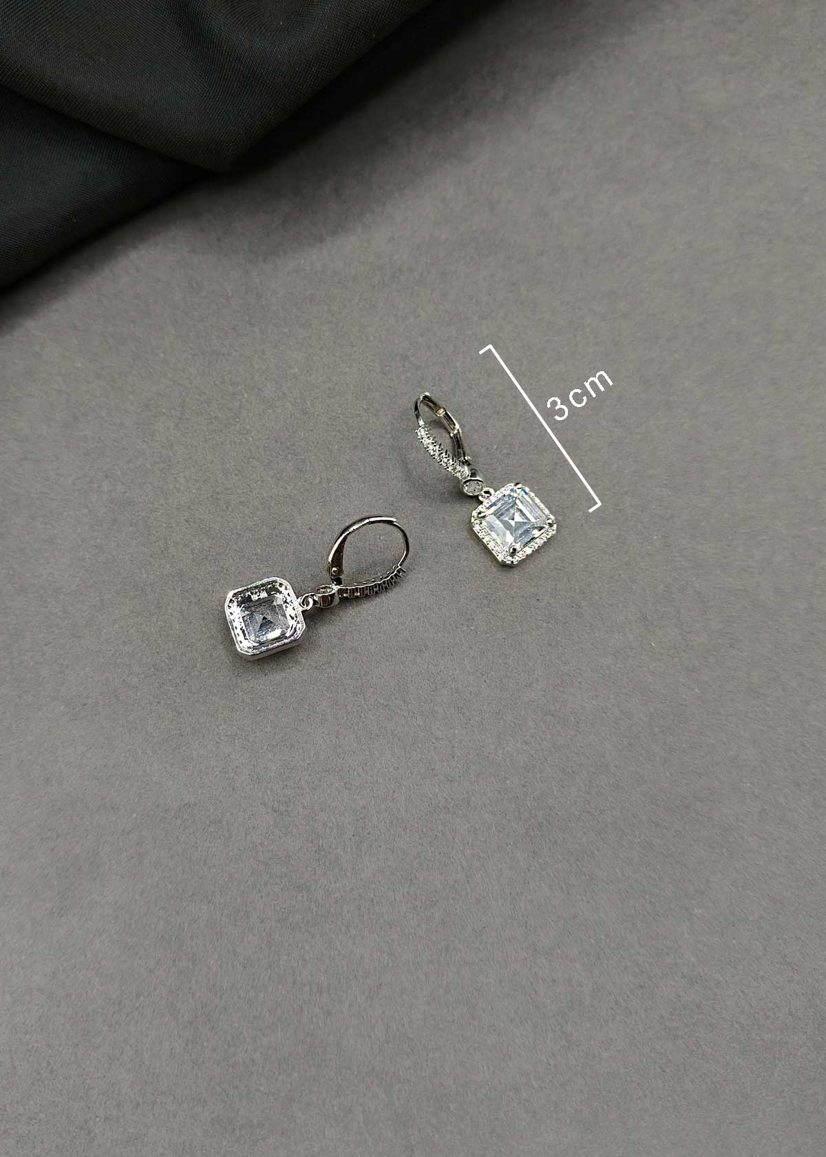 Brilliant Silver-Plated Square Halo Drop Cubic Zircon Bali Earrings For Women