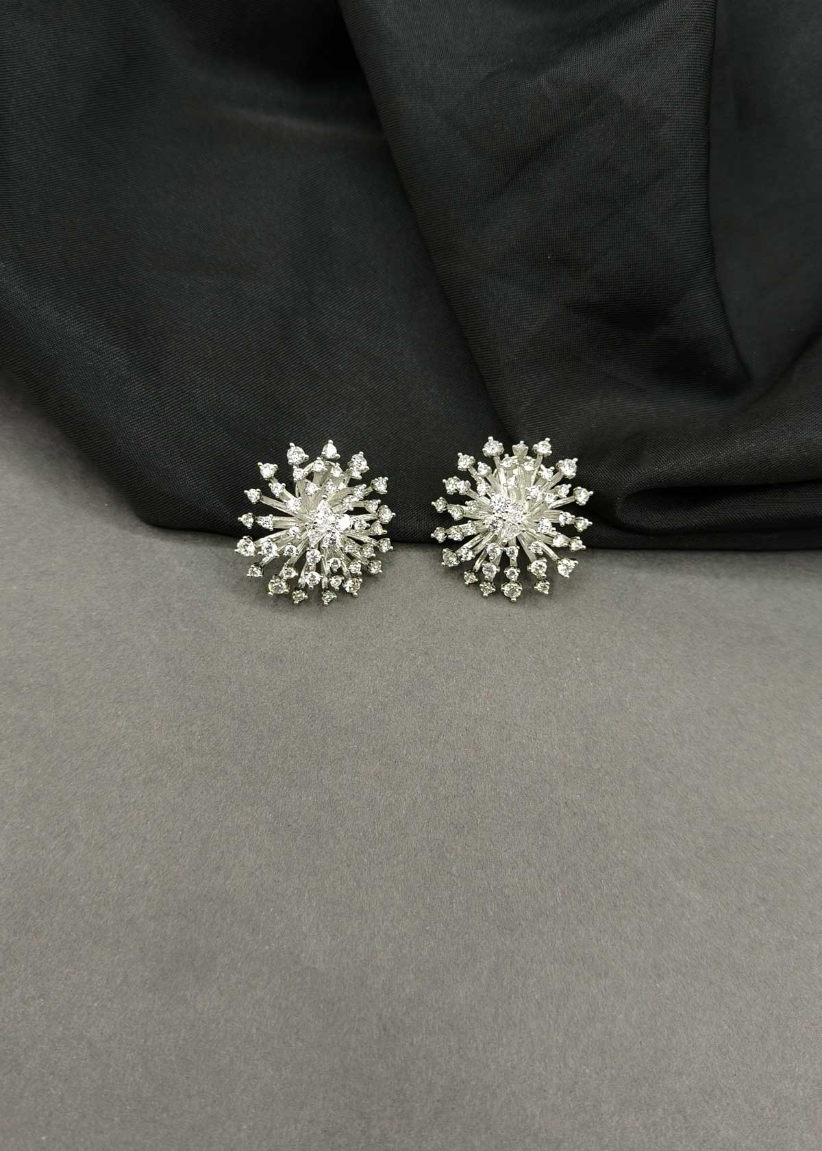 Stunning Starburst Cubic Zircon Two Tone Stud Earrings For Women
