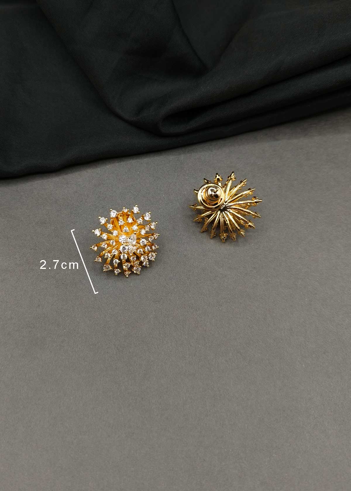 Stunning Starburst Cubic Zircon Two Tone Stud Earrings For Women