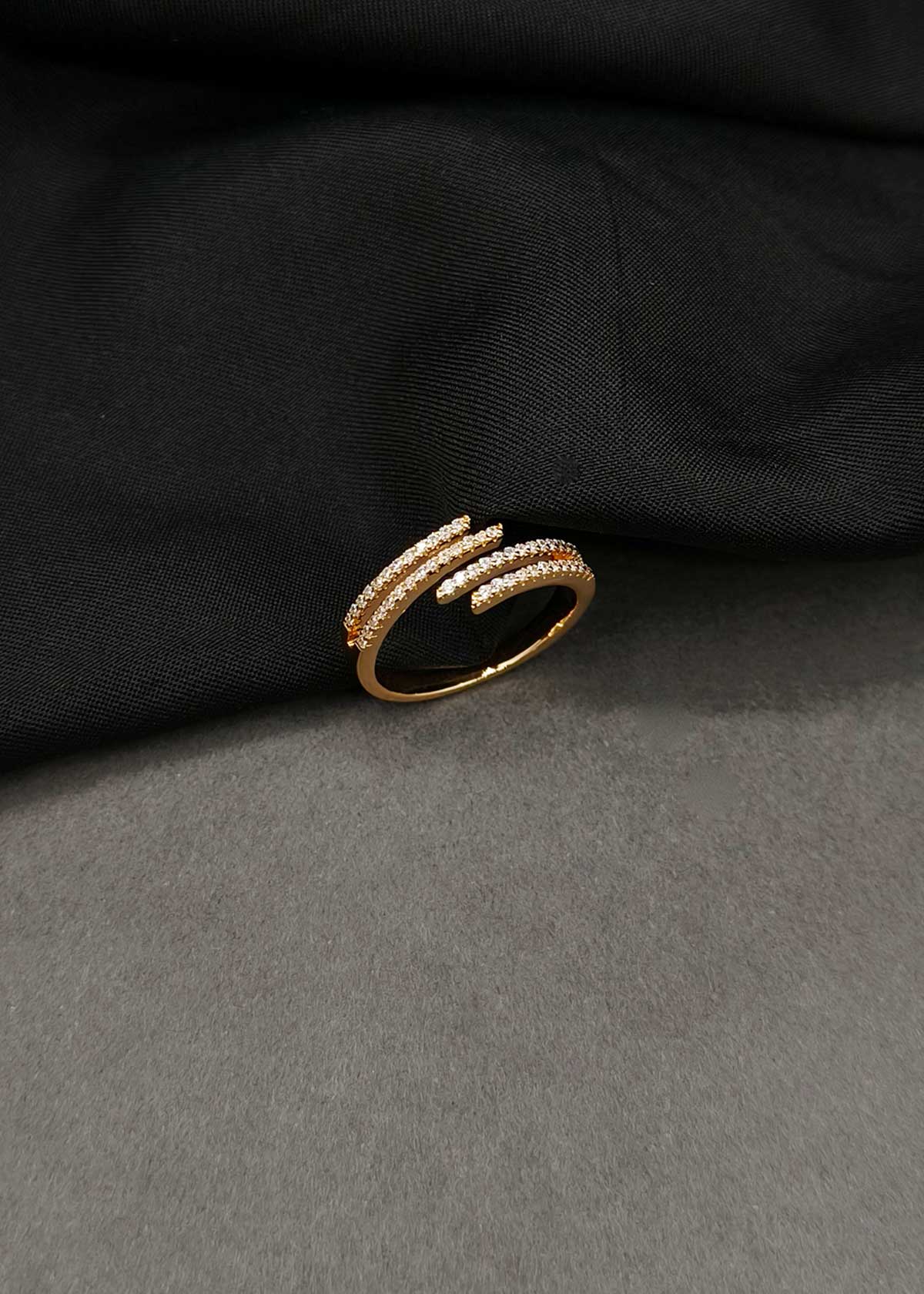 Stunning Multi-Strand Cubic Zircon Gold And Silver Plated Adjustable Finger Ring For Women