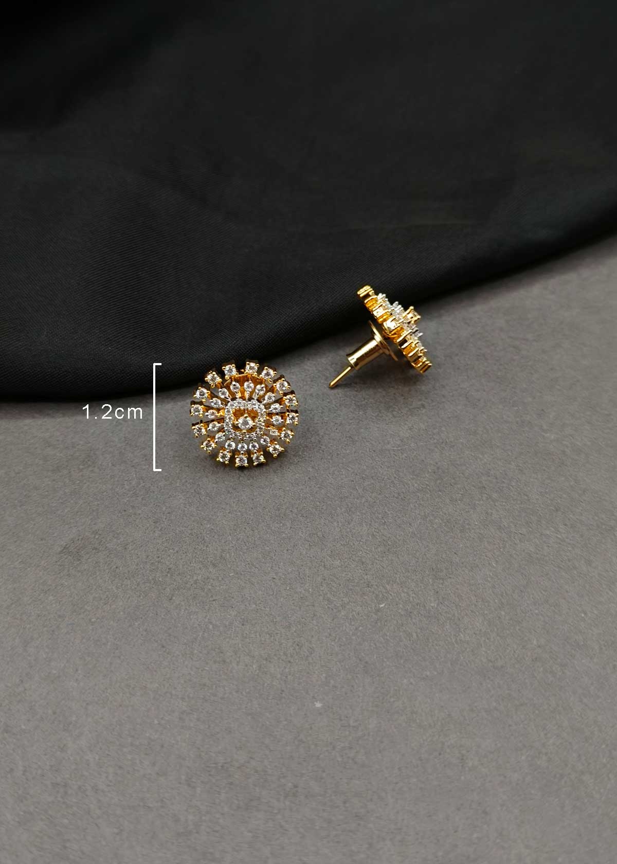 Dazzling Sunburst Cubic Zircon Gold & Silver Plated Stud Earrings For Women