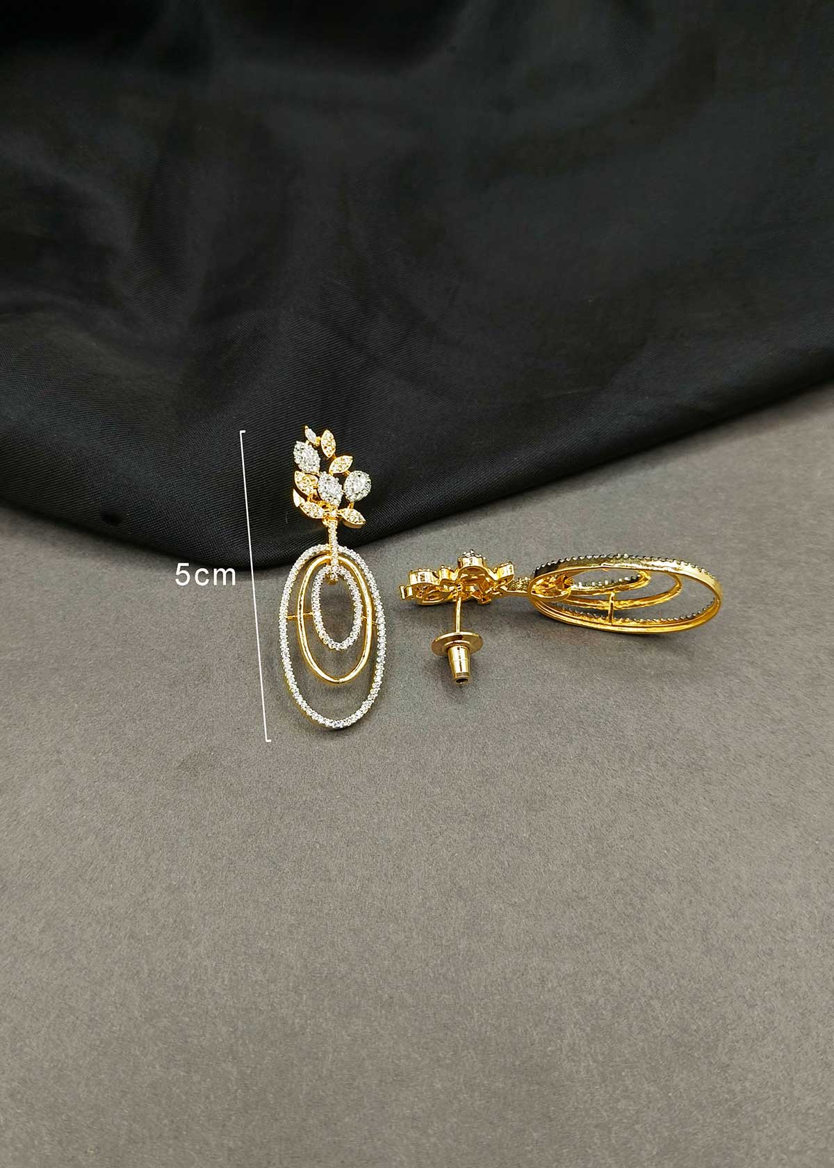 Elegant Floral & Multi-Loop Cubic Zircon Dual Tone Dangle Earrings for Women