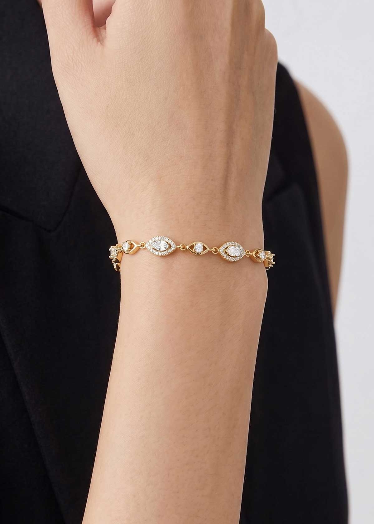Gorgeous Pattern Cubic Zircon Gold And Silver Plated Slider Adjustable Loose Bracelet For Women