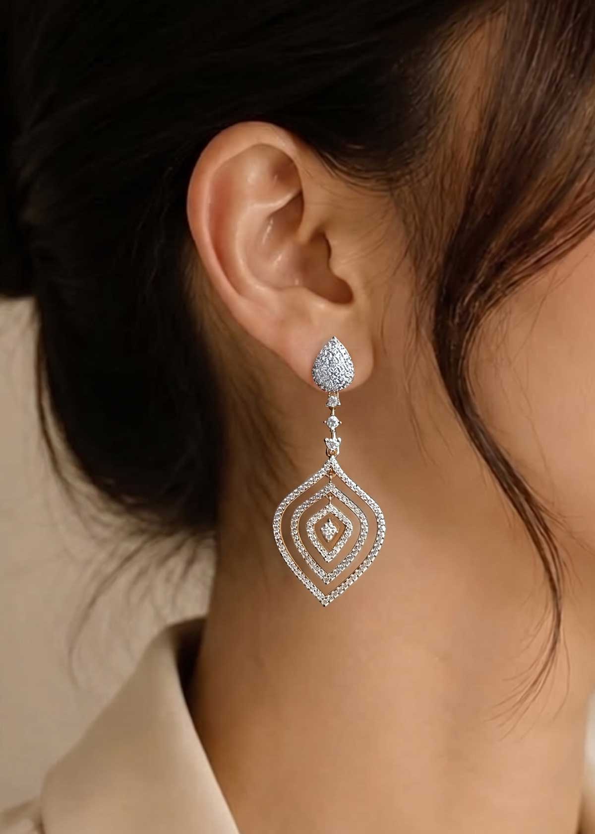 Dazzling Geometric Cubic Zircon Dangle Earrings For Women
