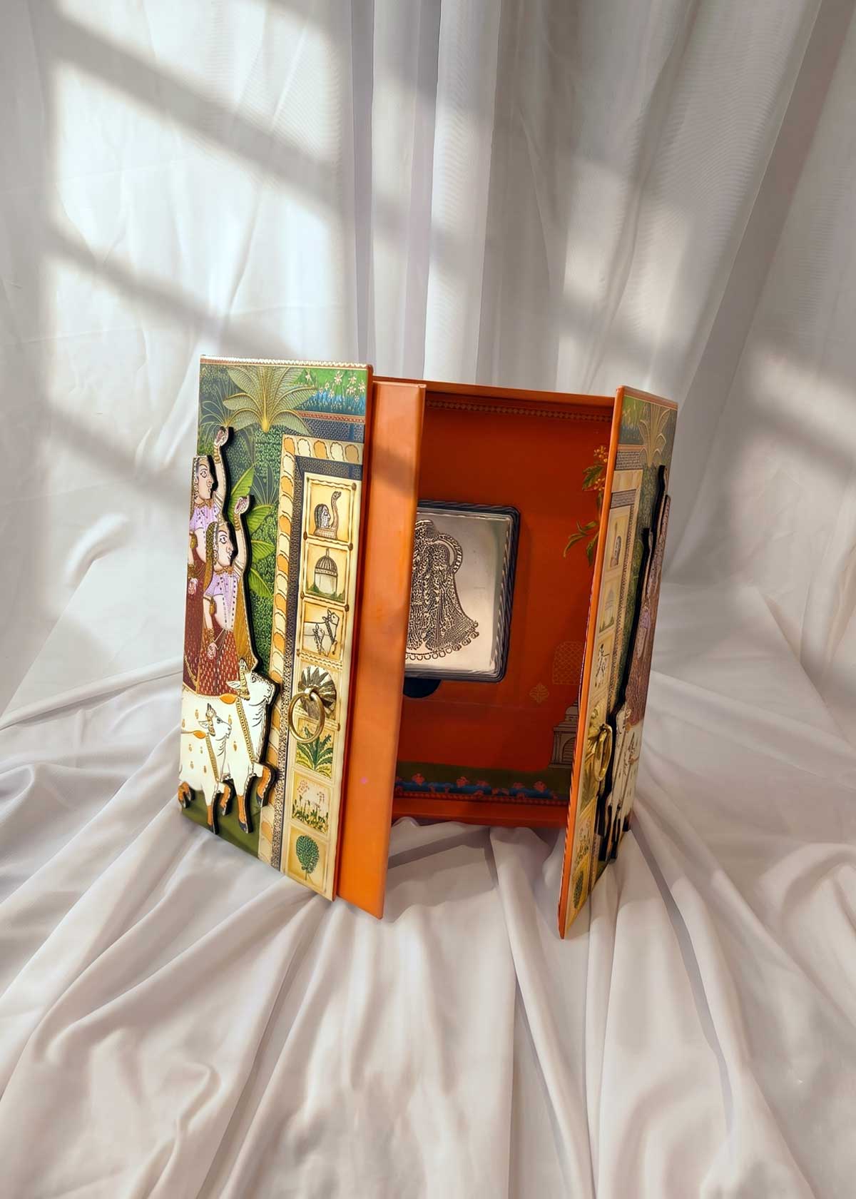 999 Pure Silver Divine Love Radha Krishna Temple Door Heritage Gift Box Set