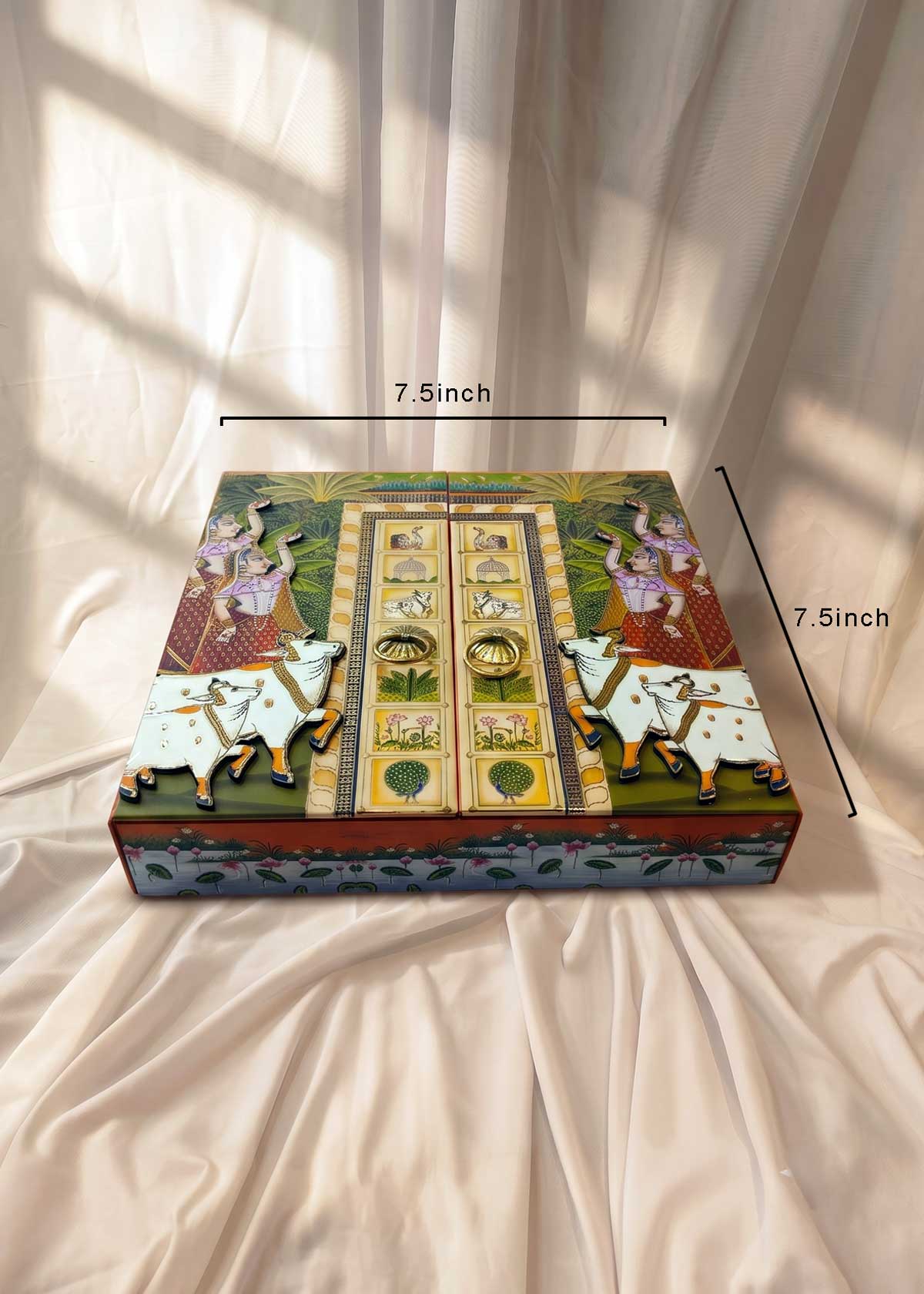 999 Pure Silver Divine Love Radha Krishna Temple Door Heritage Gift Box Set