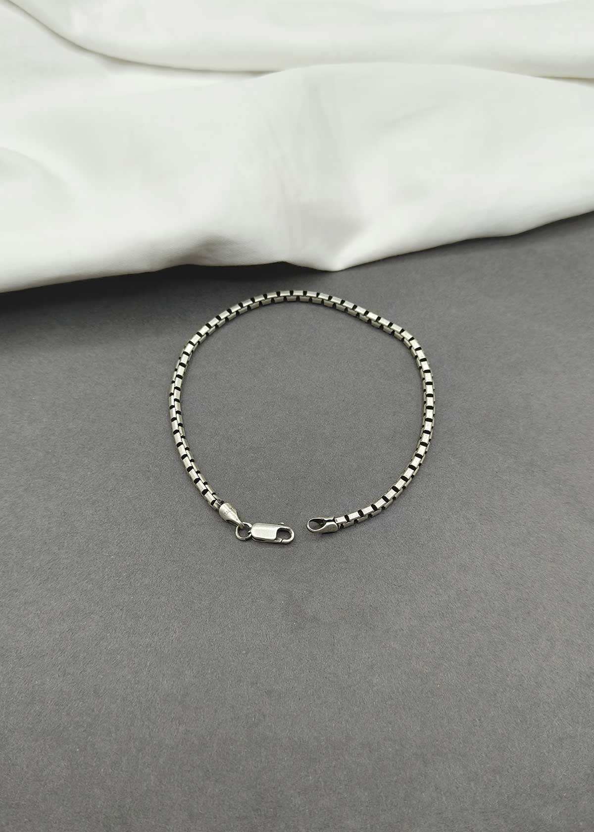 92.5 Sterling Silver Minimalist Thin Box Chain Bracelet Men's Loose Bracelet