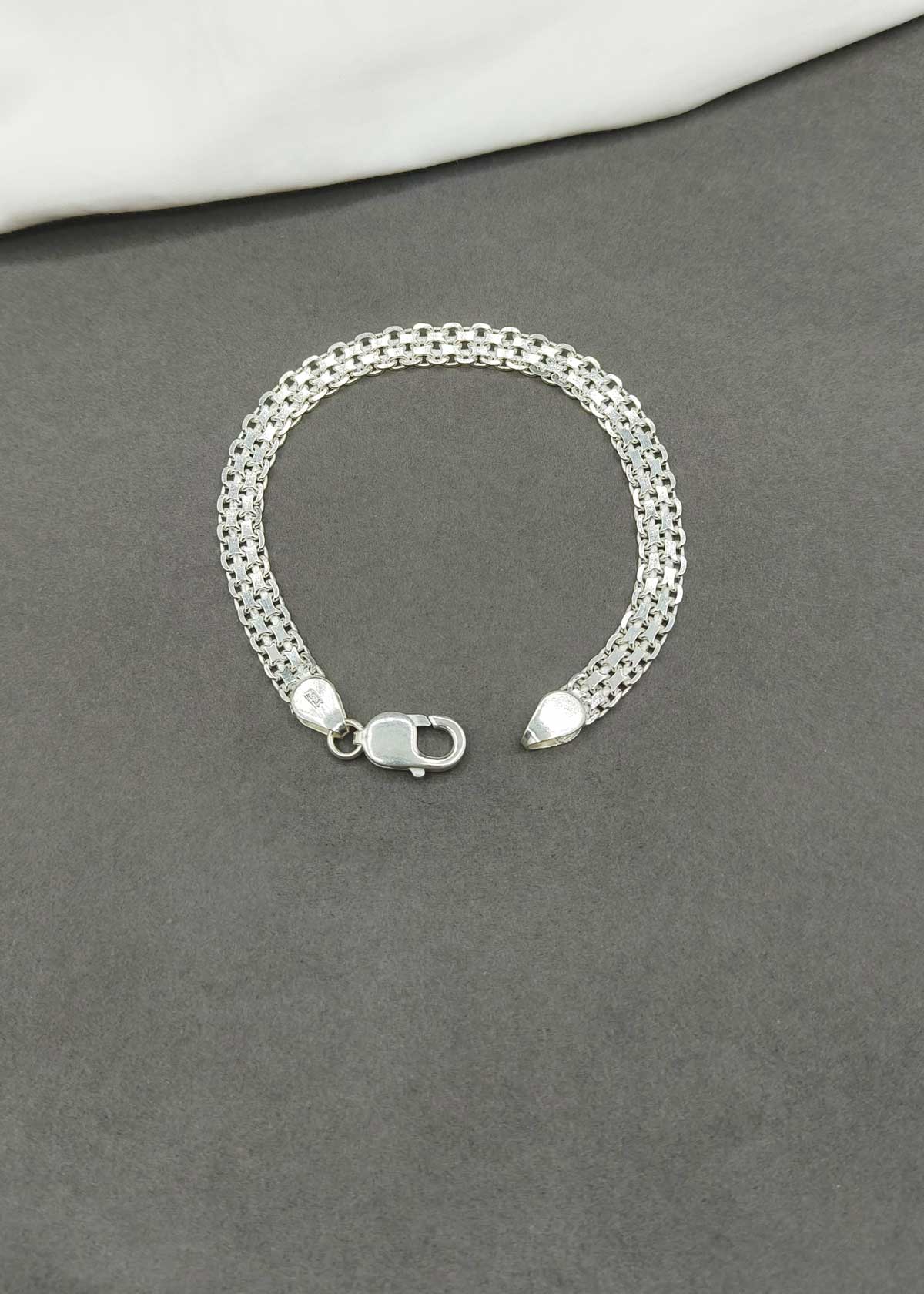 92.5 Sterling Silver Woven Mesh Men's Loose Bracelet