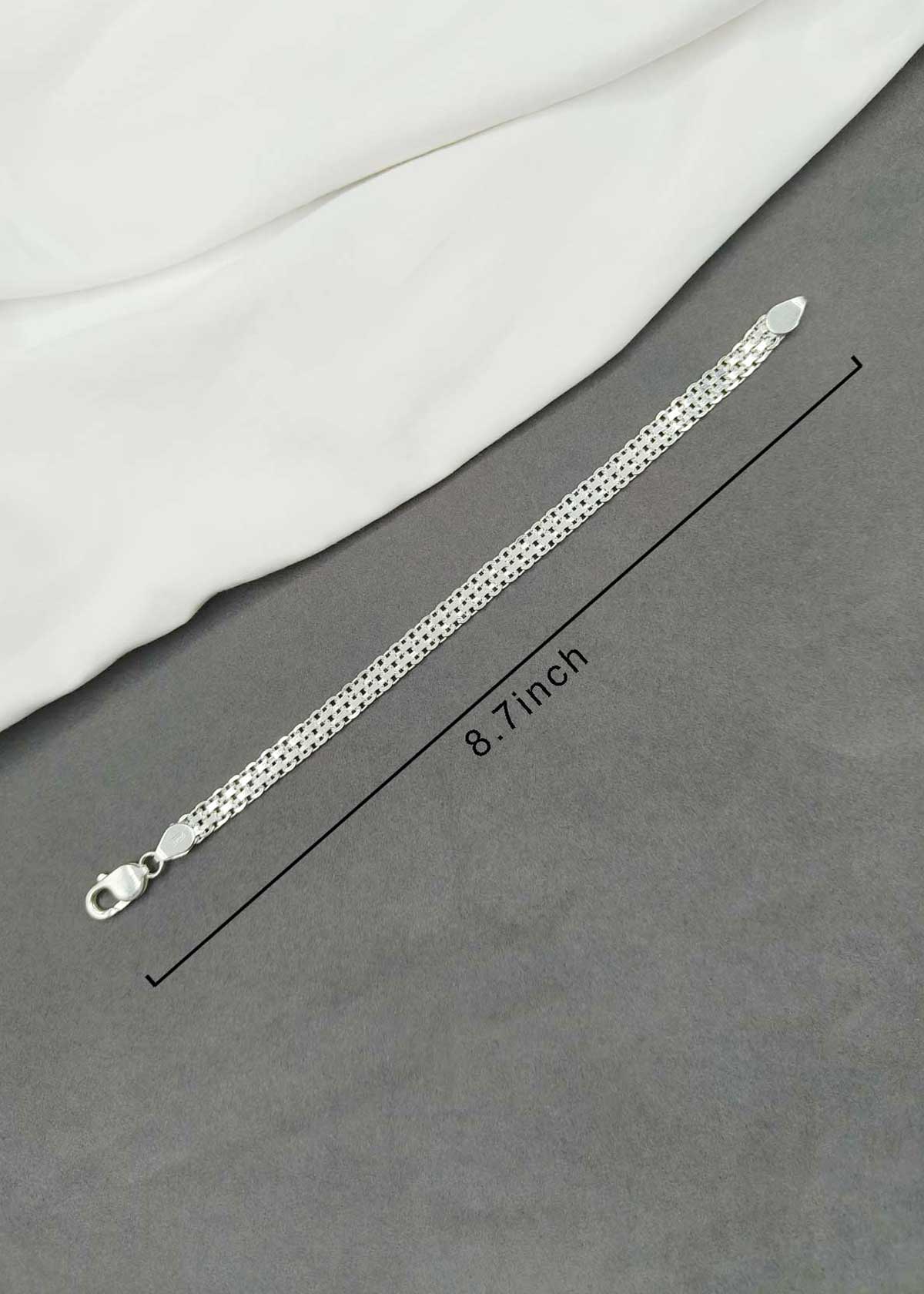 92.5 Sterling Silver Woven Mesh Men's Loose Bracelet