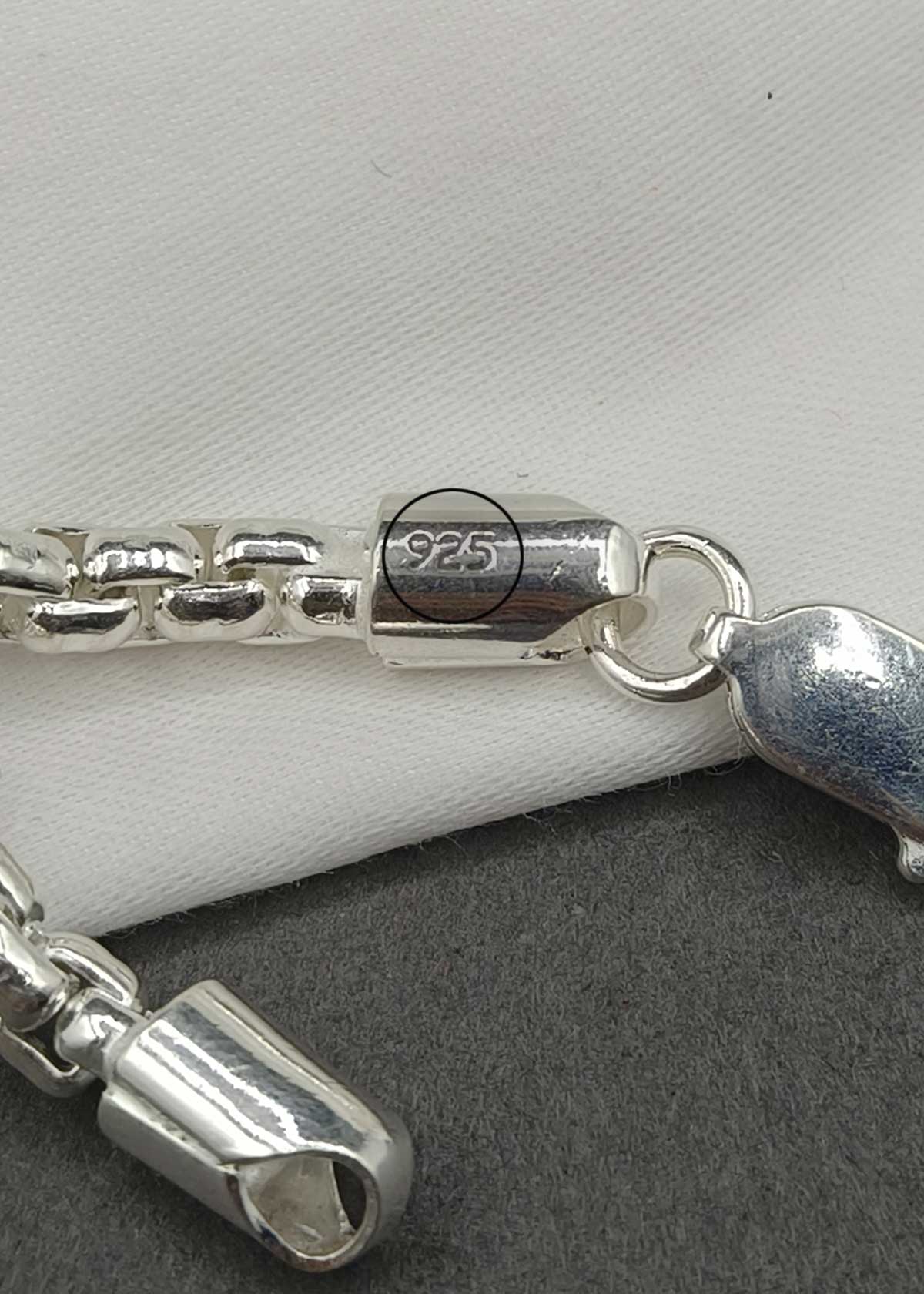 92.5 Sterling Silver Round-Box Link Men's Loose Bracelet