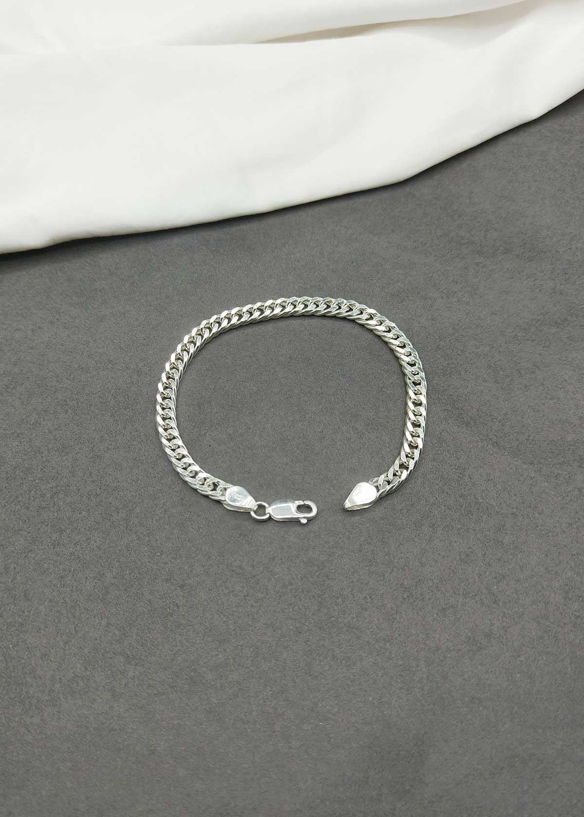 92.5 Sterling Silver Flat Curb-Link Men's Loose Bracelet