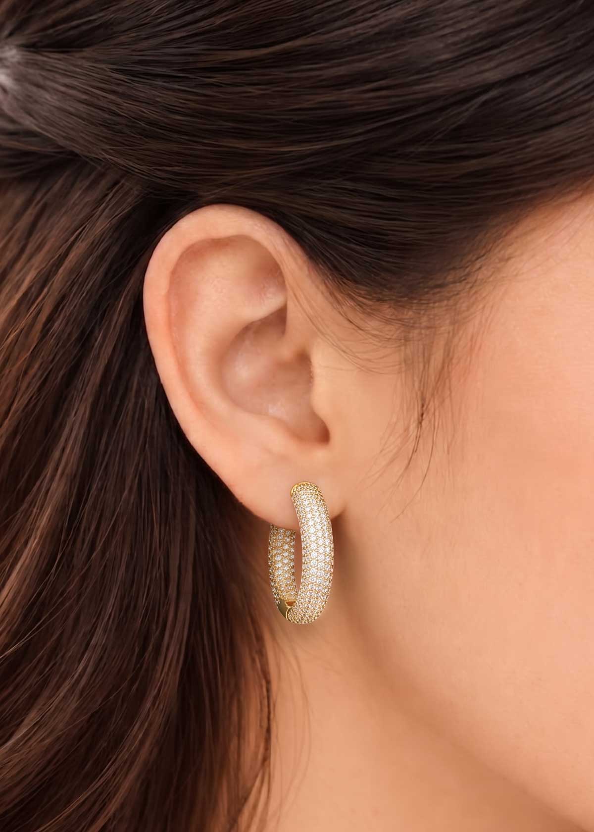 Fabulous Pavé Cubic Zircon Chunky Bali Hoop Earrings For Women