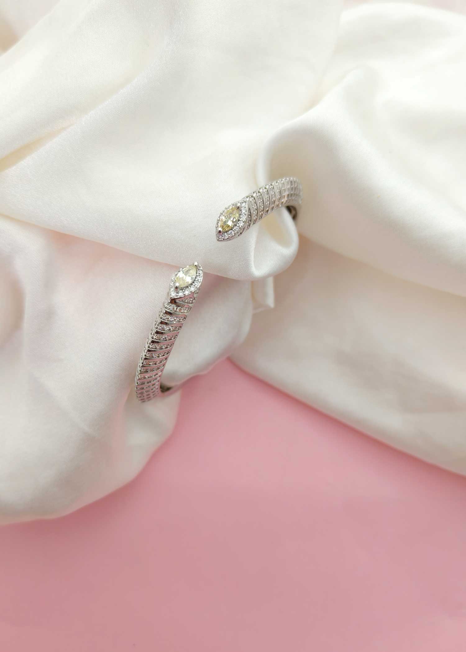Silver Plated Openable Cubic Zircon Women Bracelet