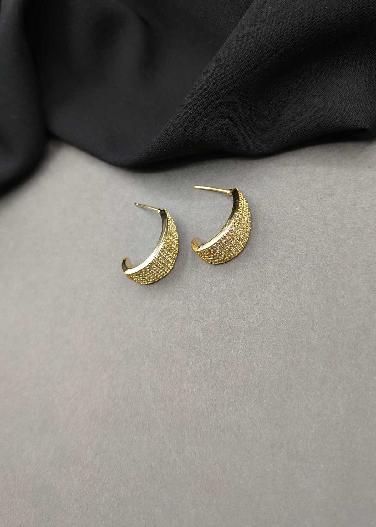 Gorgeous Diamond-Look Cubic Zircon Tapered Crescent Bali Earrings For Women