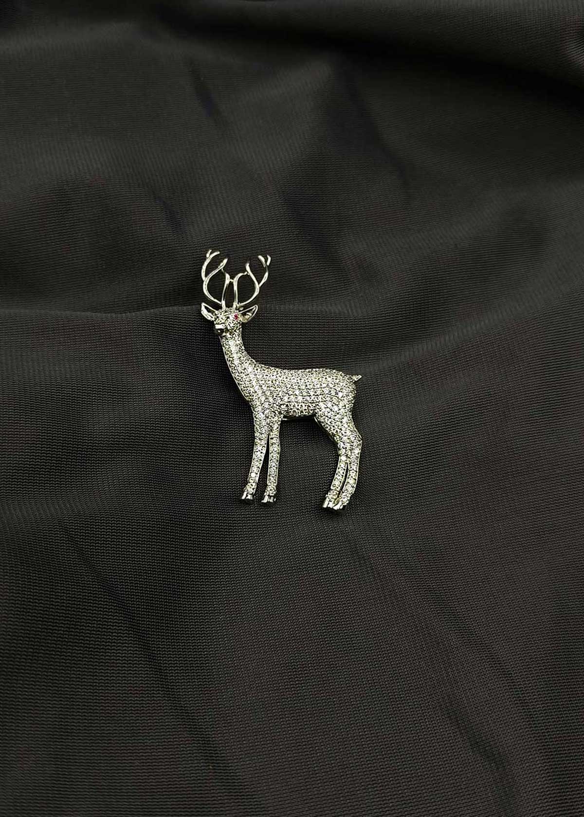 Sparkling Cubic Zircon Reindeer Animal Brooch / Lapel Pin